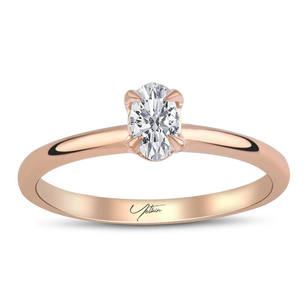 0.40 Karat E VS2 HRD Sertifikalı Oval Kesim Pırlanta Tektaş Yüzük