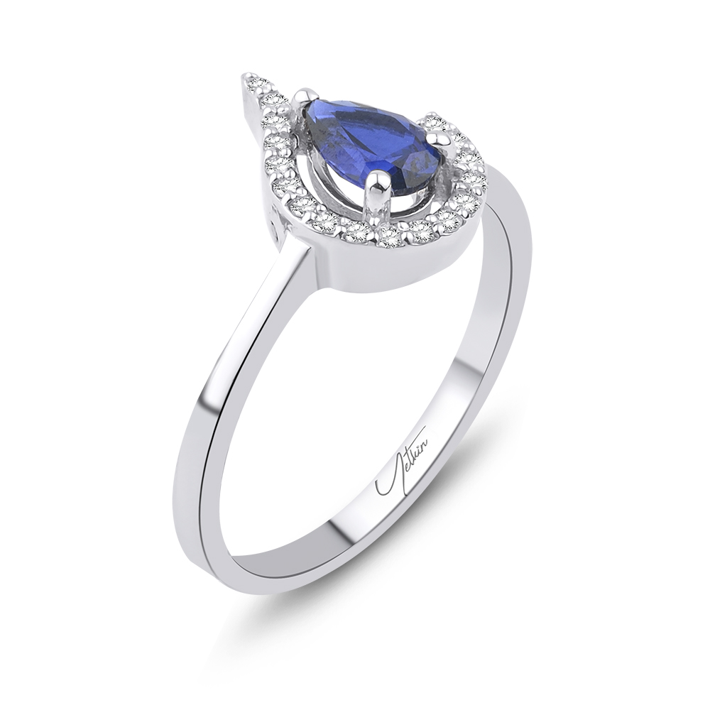 0.65 Karat Pırlanta Safir Yüzük