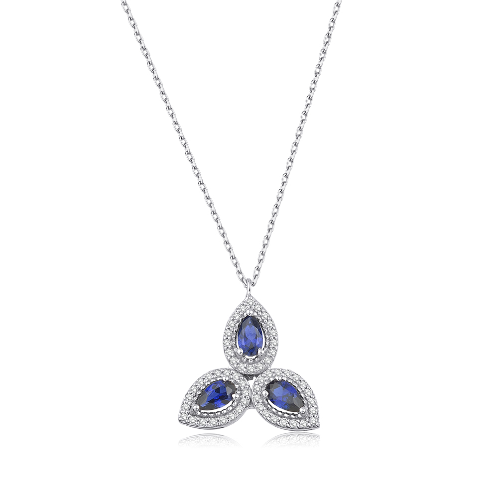 0.95 Karat Pırlanta Safir Kolye