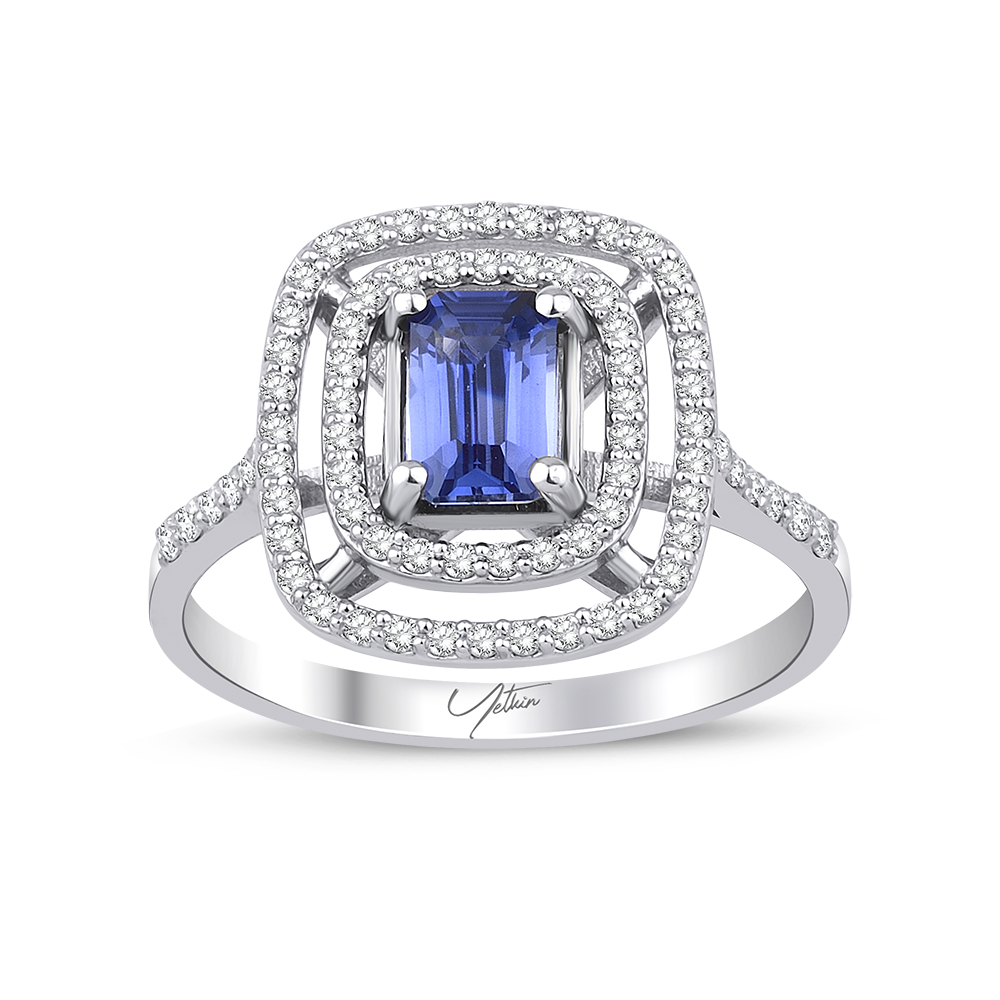 1.00 Karat Pırlanta Safir Yüzük