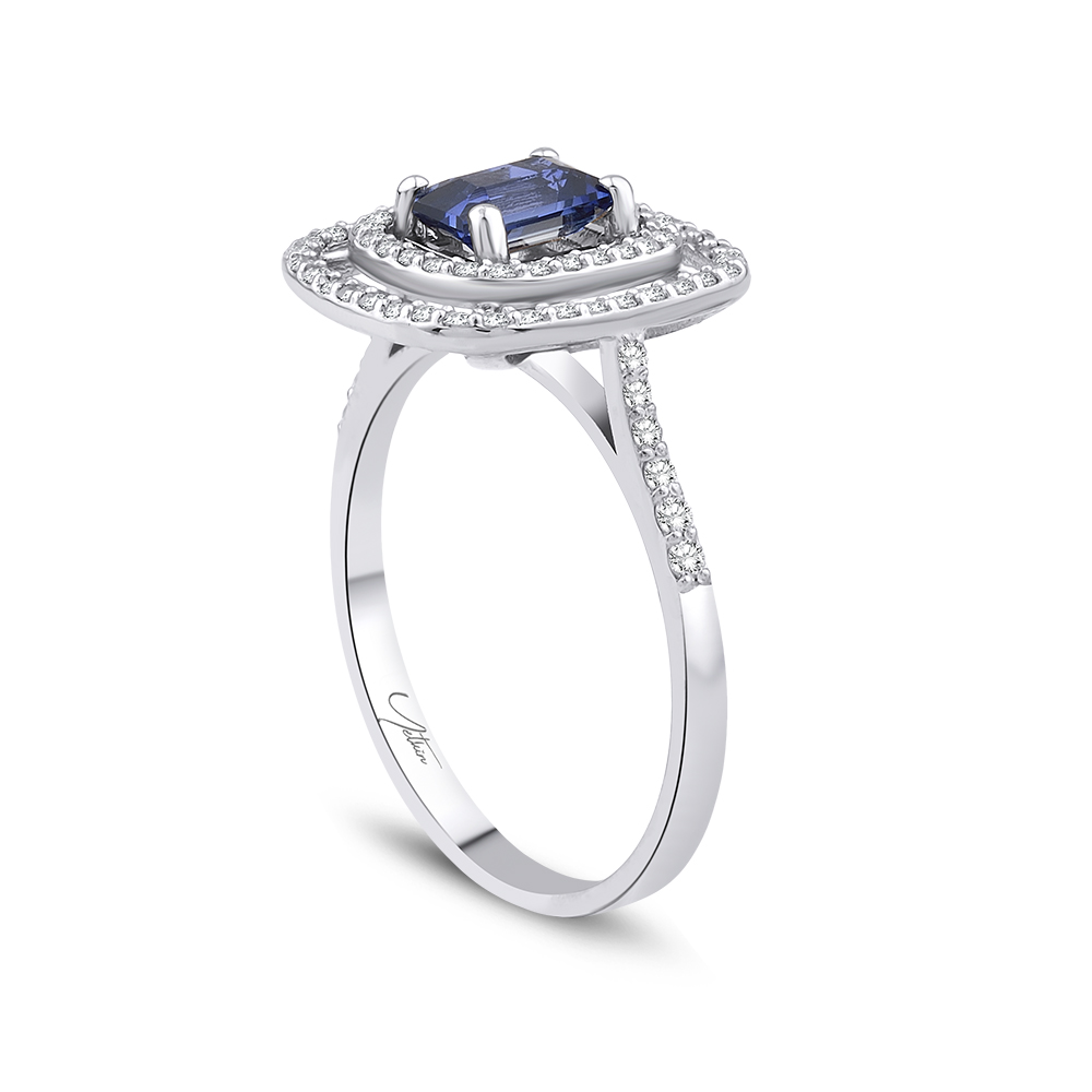 1.00 Karat Pırlanta Safir Yüzük