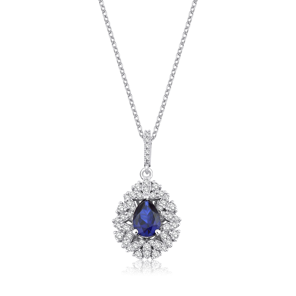 1.20 Karat Pırlanta Safir Kolye