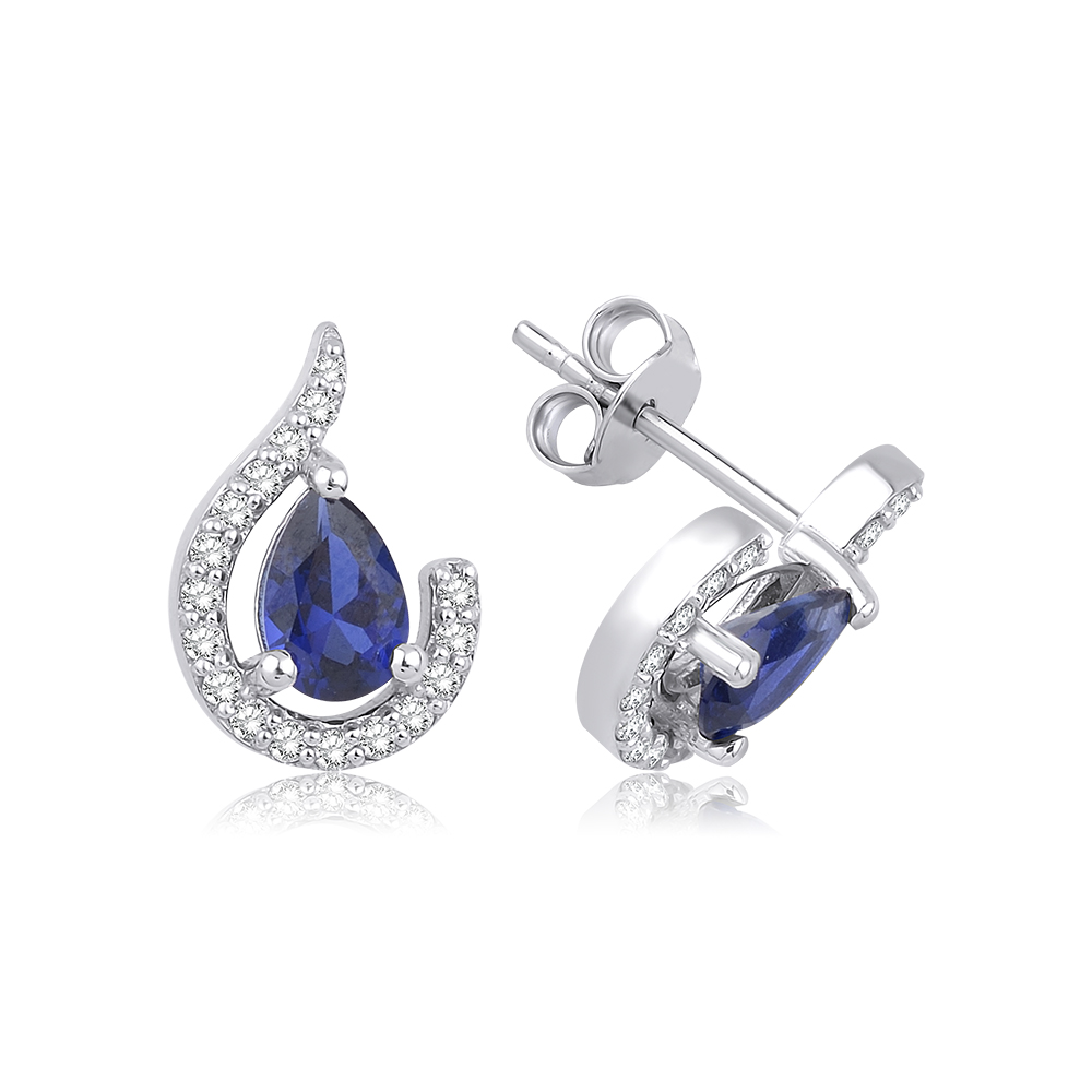 1.20 Karat Pırlanta Safir Küpe