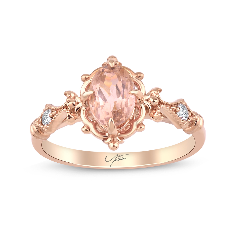 1.30 Karat Morganite Pırlanta Fantezi Yüzük