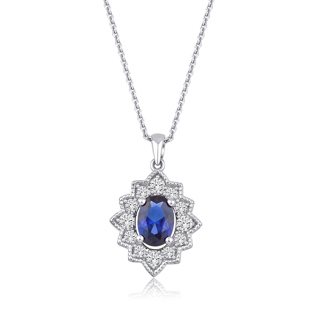 1.35 Karat Safir Pırlanta Kolye