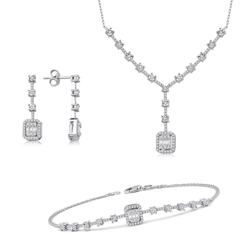 1.45 Karat Baget Pırlanta Set