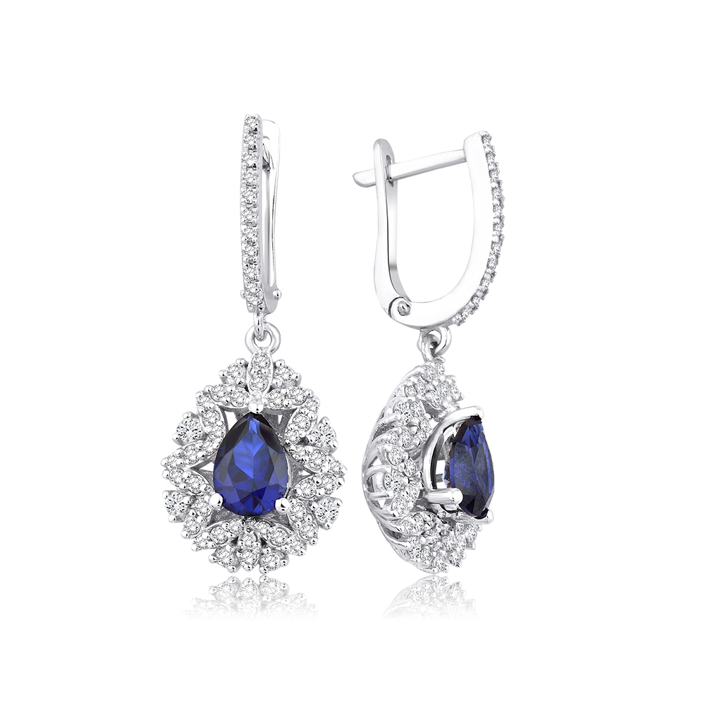 2.42 Karat Pırlanta Safir Küpe