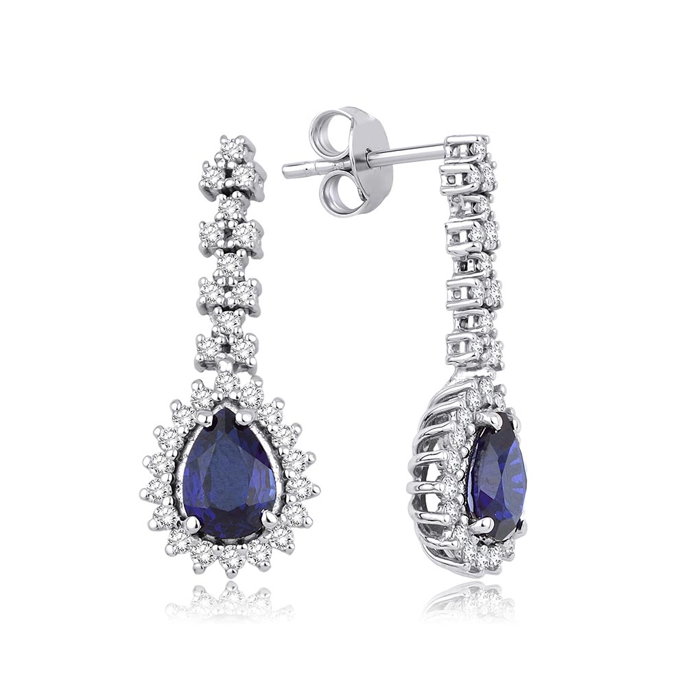2.60 Karat Safir Pırlanta Küpe