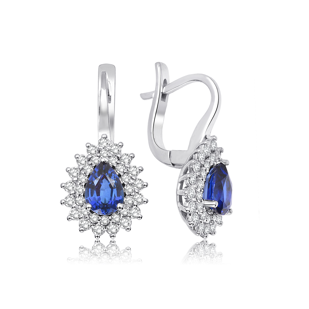 2.66 Karat Pırlanta Safir Küpe