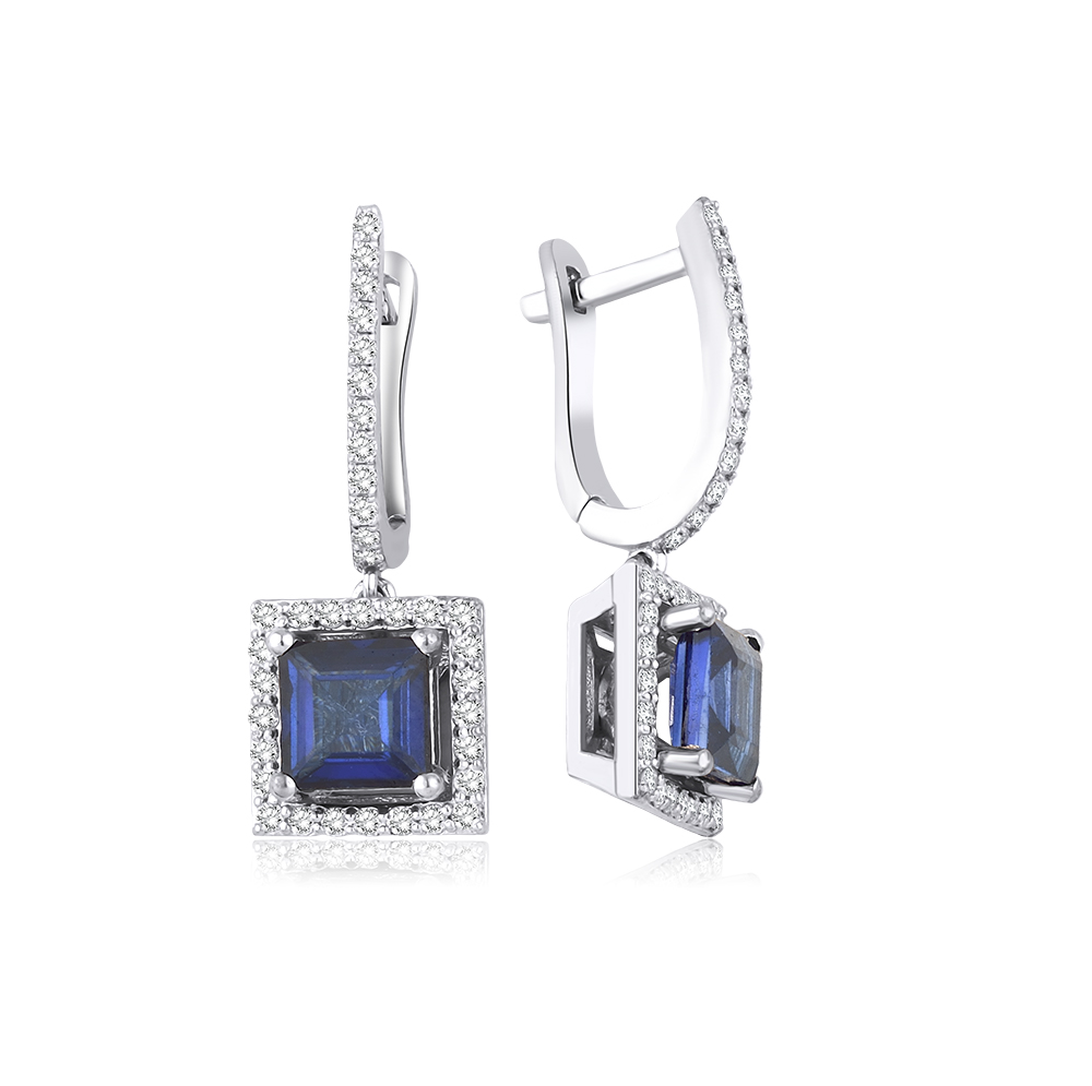 3.60 Karat Pırlanta Safir Küpe