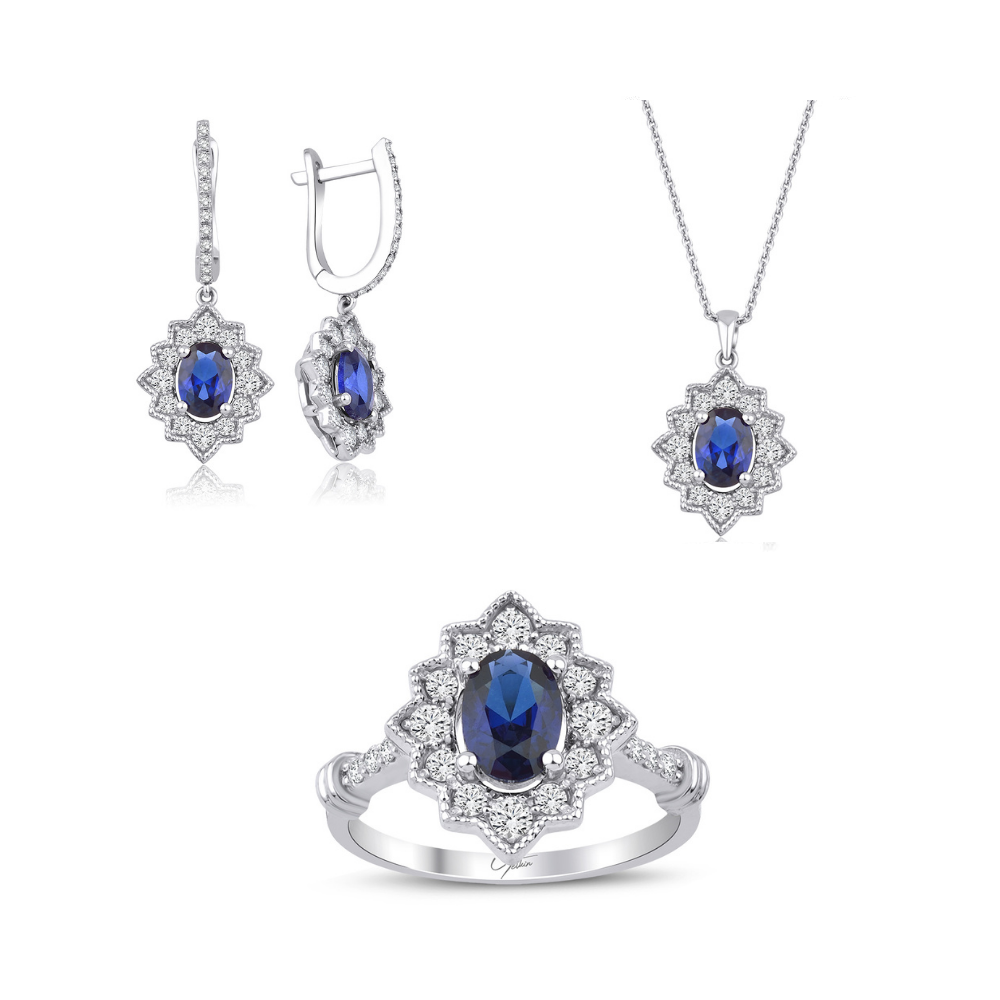 5,60 Karat Pırlanta Safir Set
