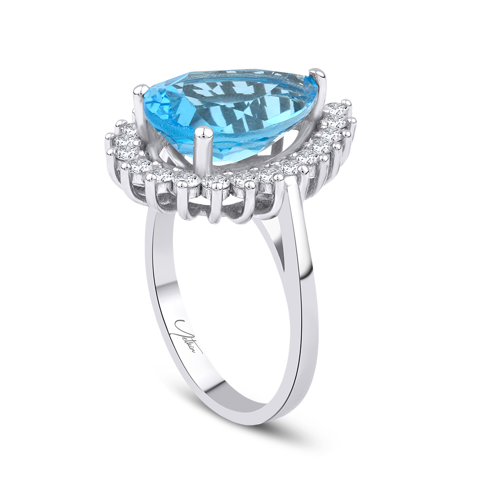 5.75 Karat Pırlanta Blue Topaz Yüzük