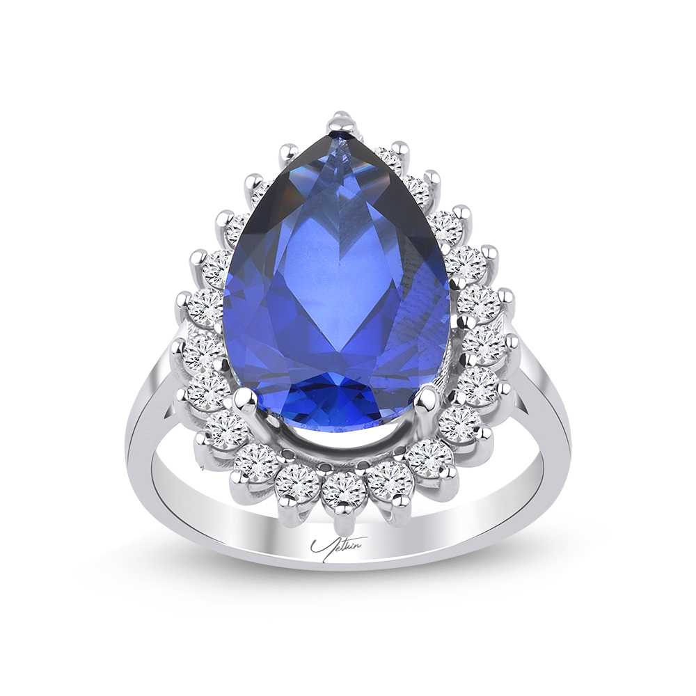 7.50 Karat Pırlanta Safir Yüzük