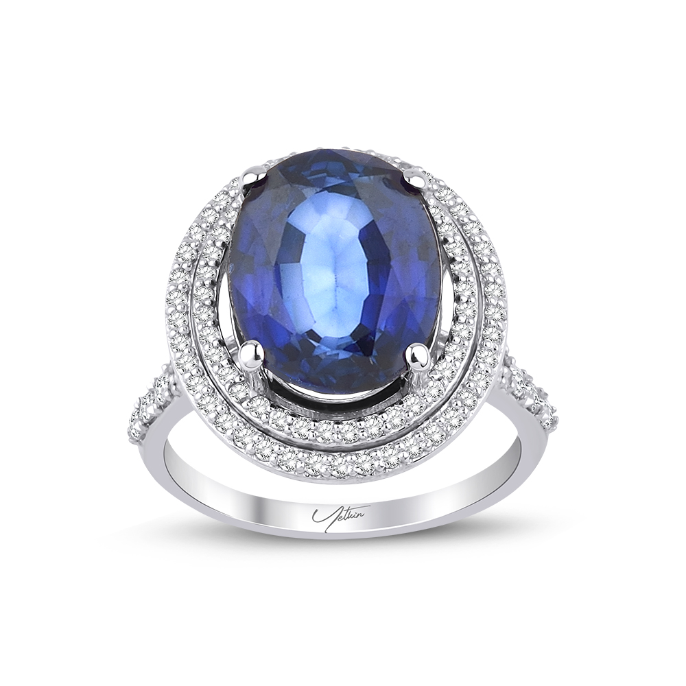7.50 Karat Pırlanta Safir Yüzük