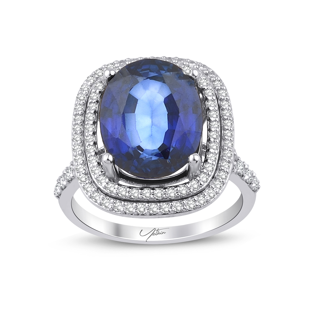 7.60 Karat Pırlanta Safir Yüzük