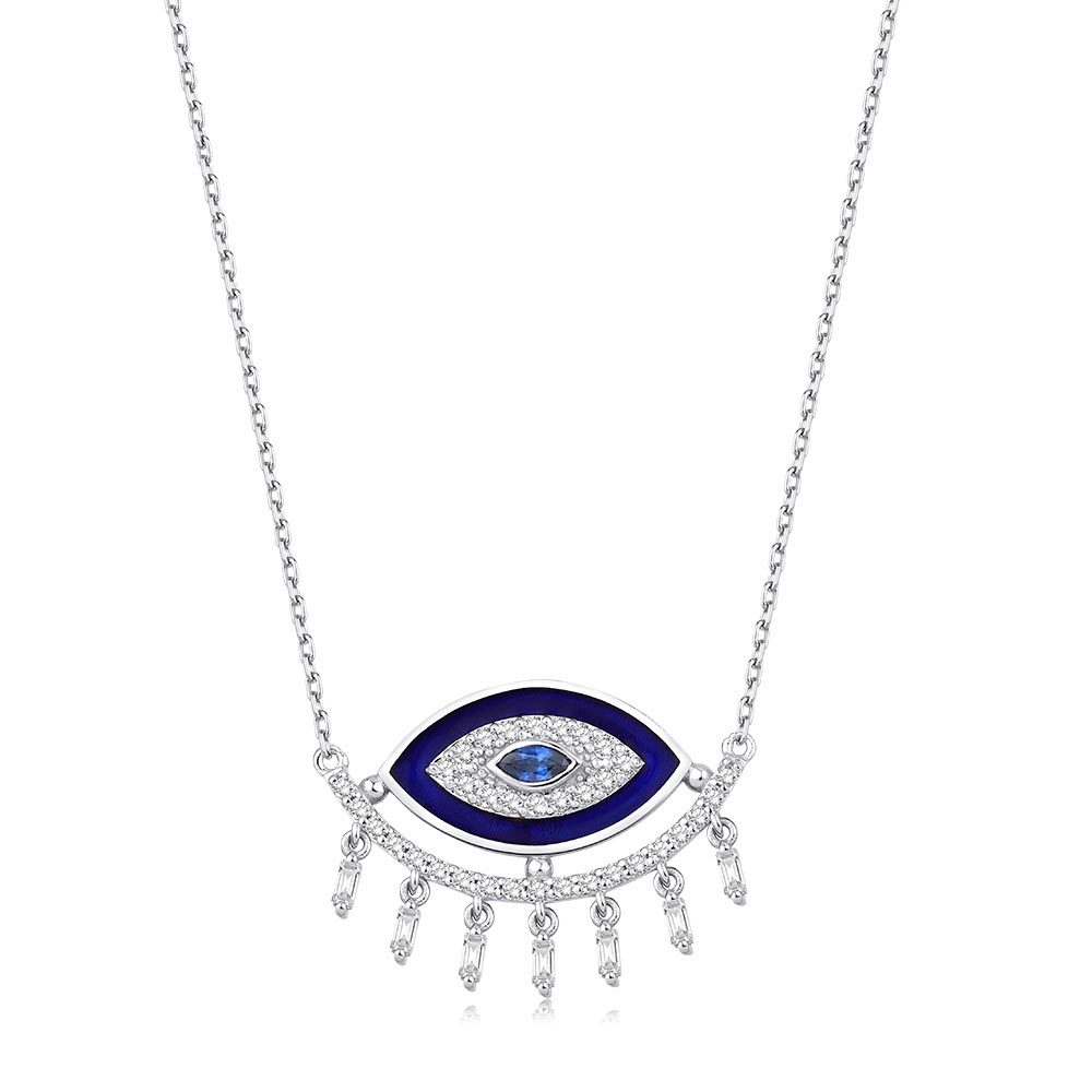 0.50 Karat Safir Pırlanta Baget Kolye