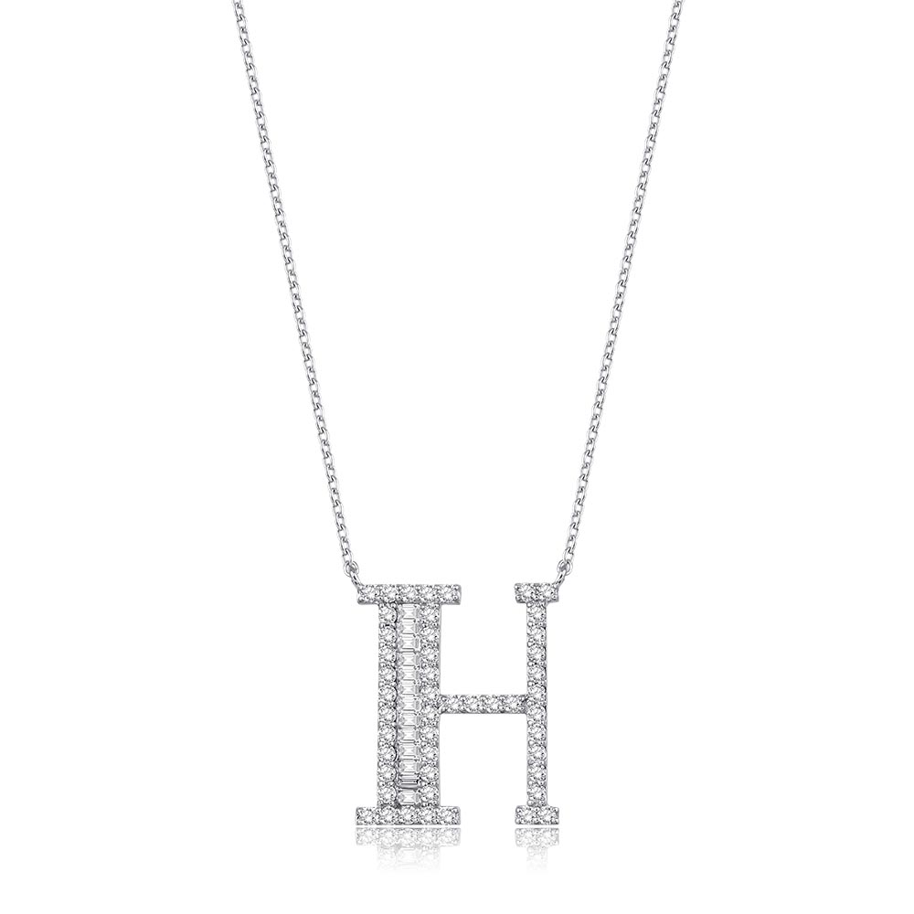 0.80 Karat Baget Pırlanta Harf Kolye