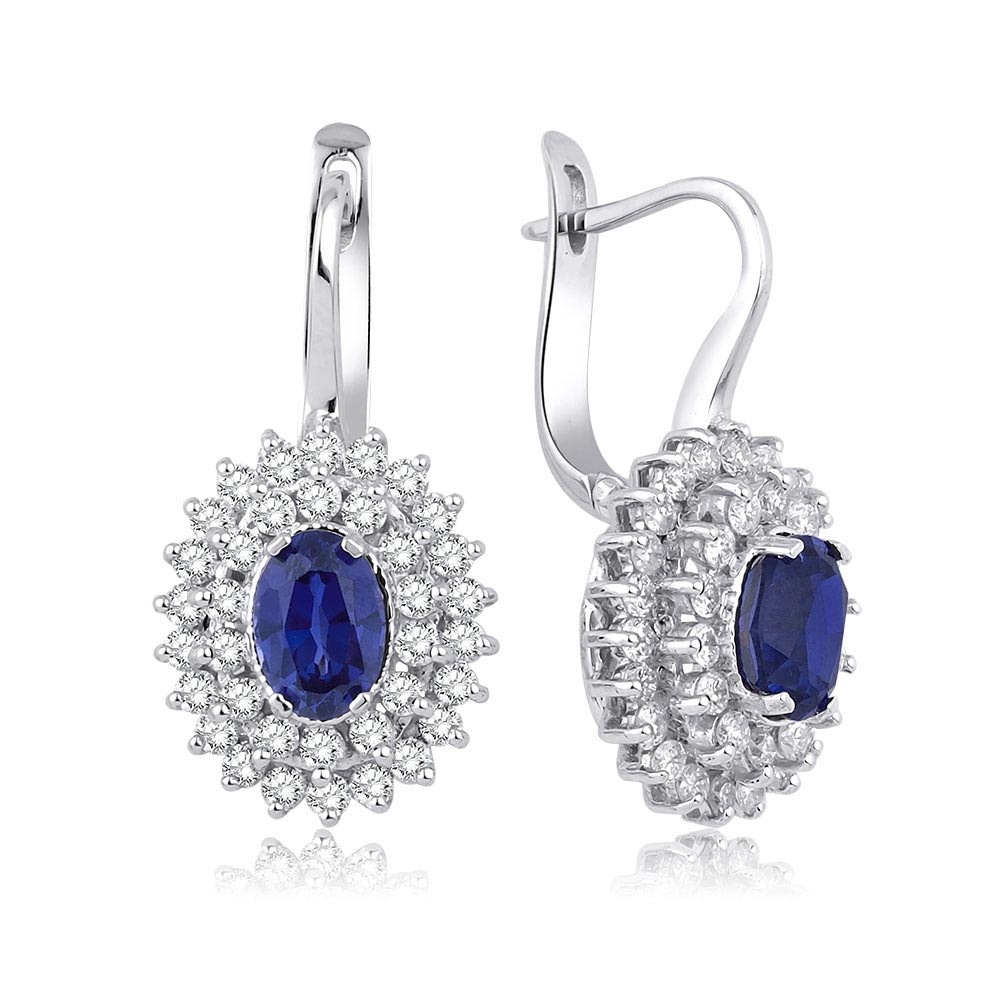 2.45 Karat Safir Pırlanta Küpe