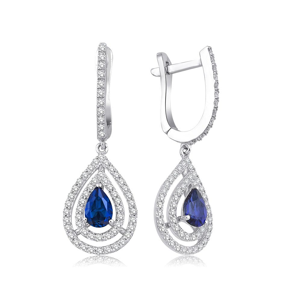 1.75 Karat Safir Pırlanta Küpe