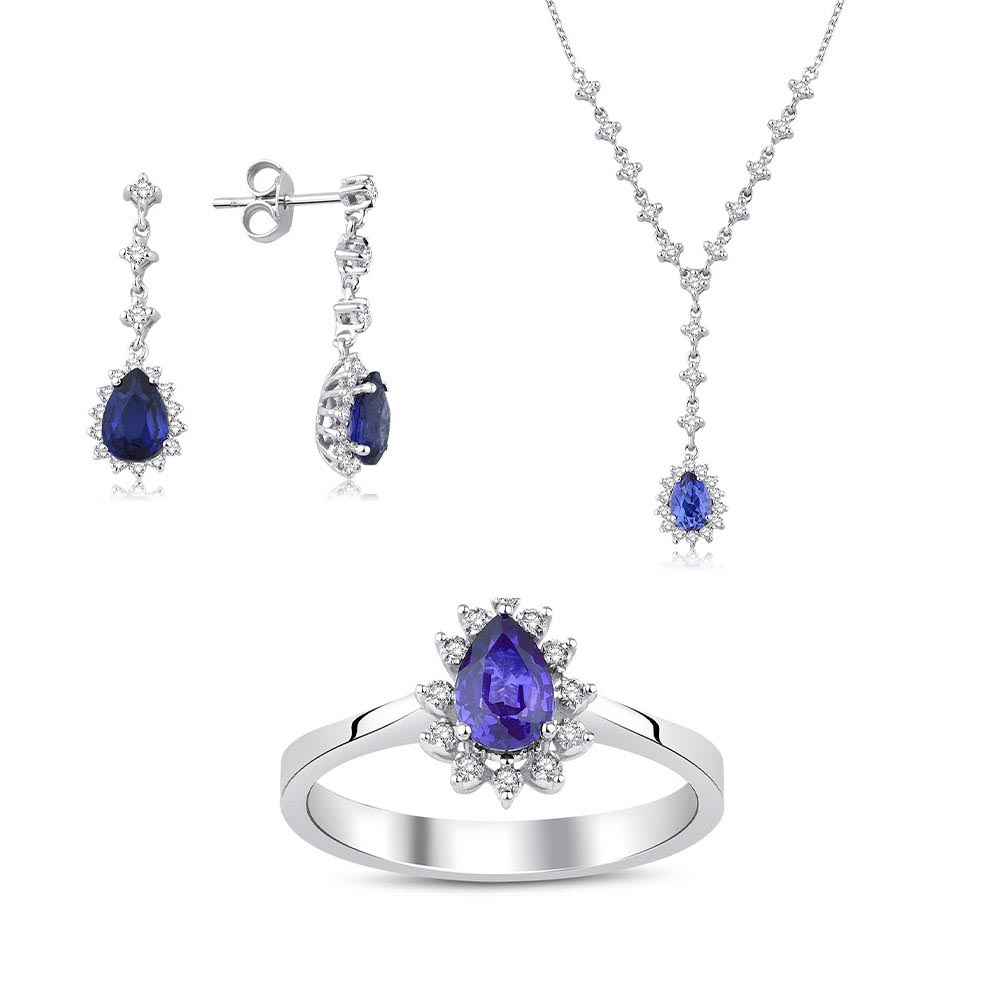 3.87 Karat Safir Pırlanta Set