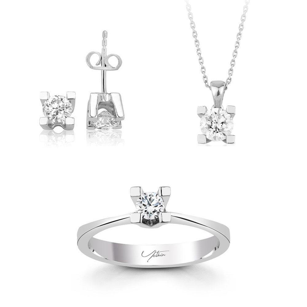0.90 Karat Tektaş Pırlanta Set