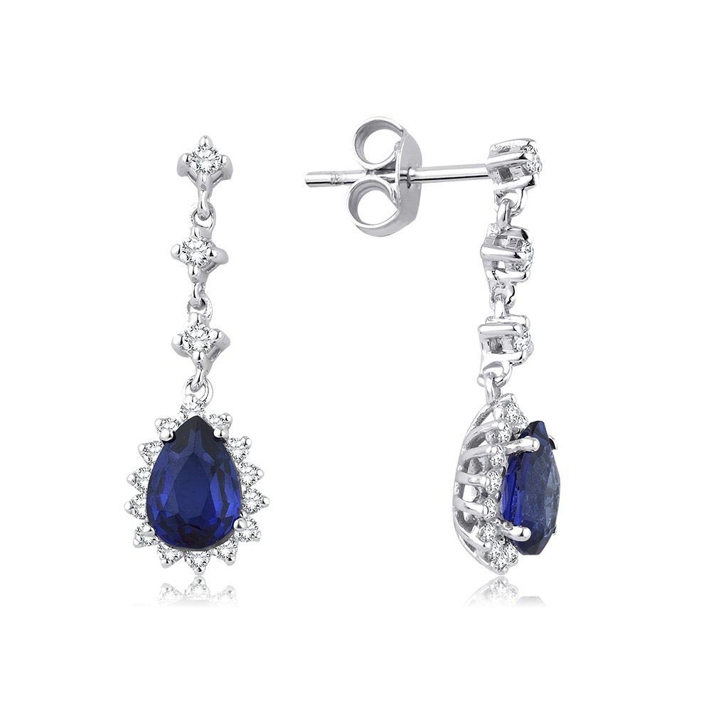 2.20 Karat Safir Pırlanta Küpe