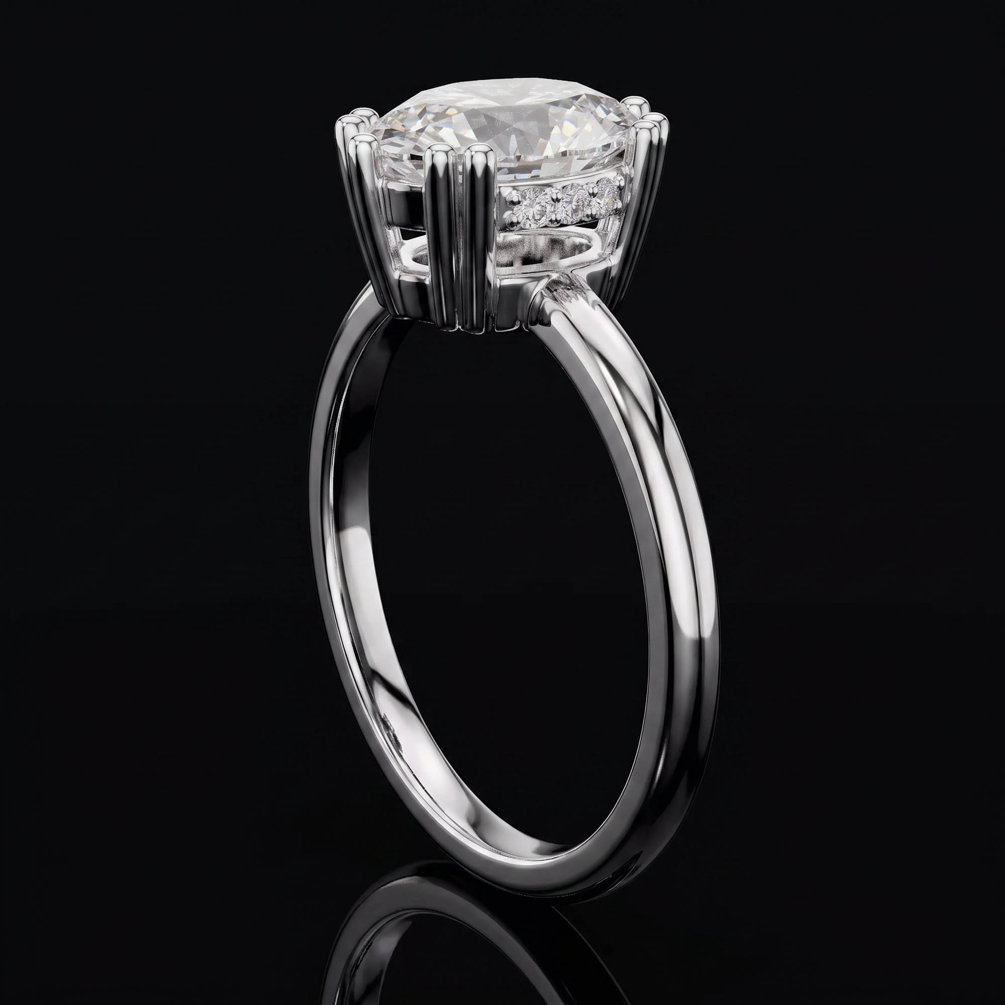 Aura 2,04 Karat Oval Kesim Taç Tırnaklı Gizli Taşlı Tektaş Yüzük