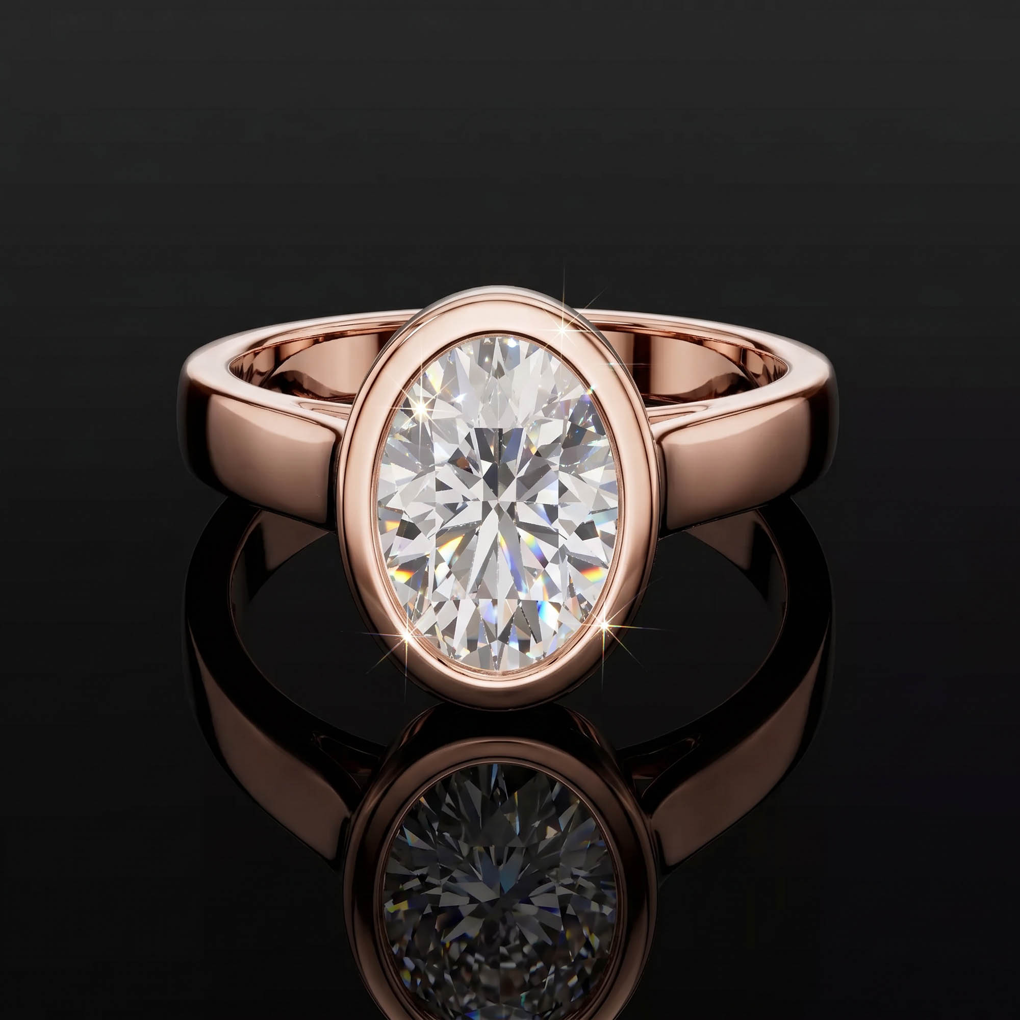 Aura 2,00 Karat Oval Kesim Çerçeve Montür Tektaş Yüzük