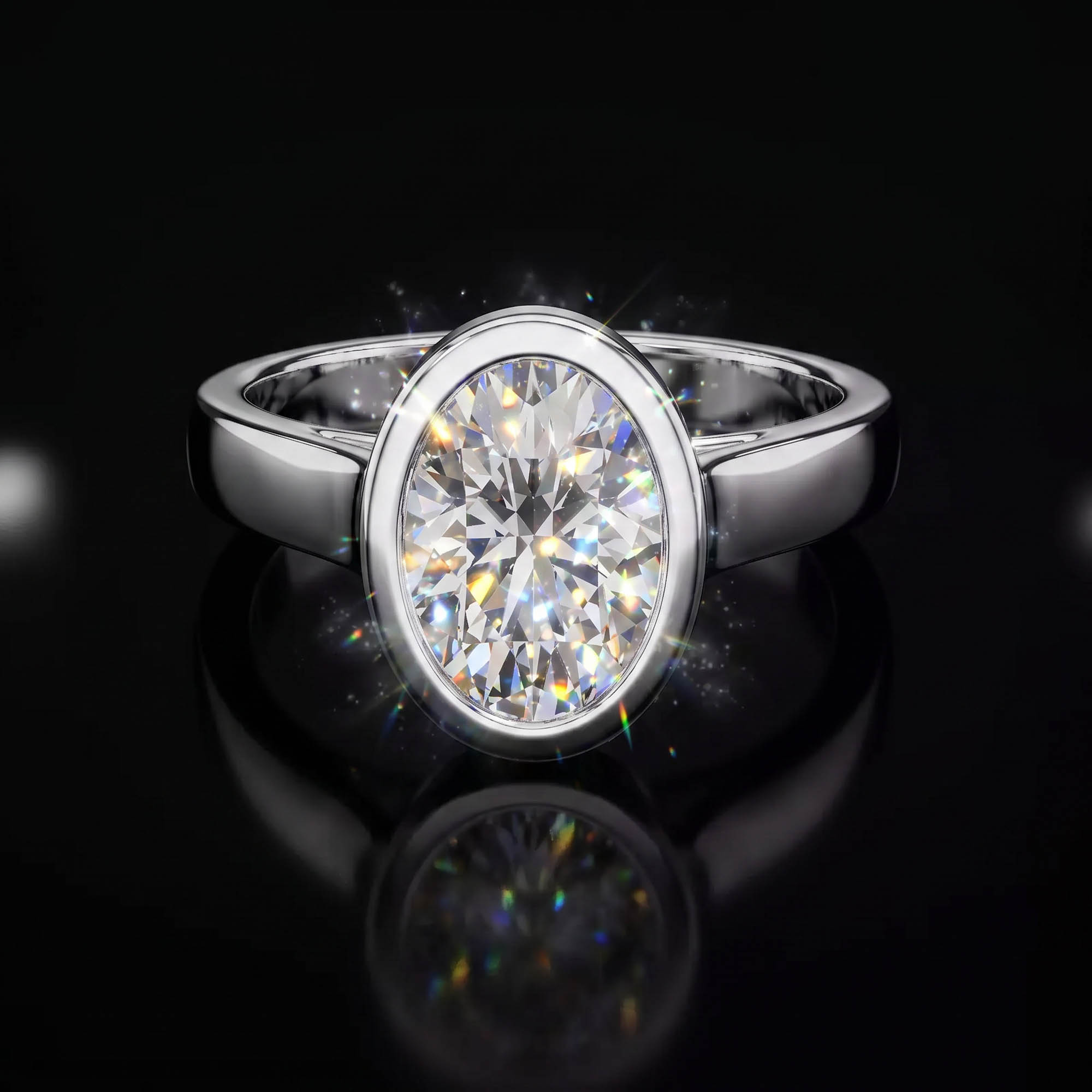 Aura 2,00 Karat Oval Kesim Çerçeve Montür Tektaş Yüzük