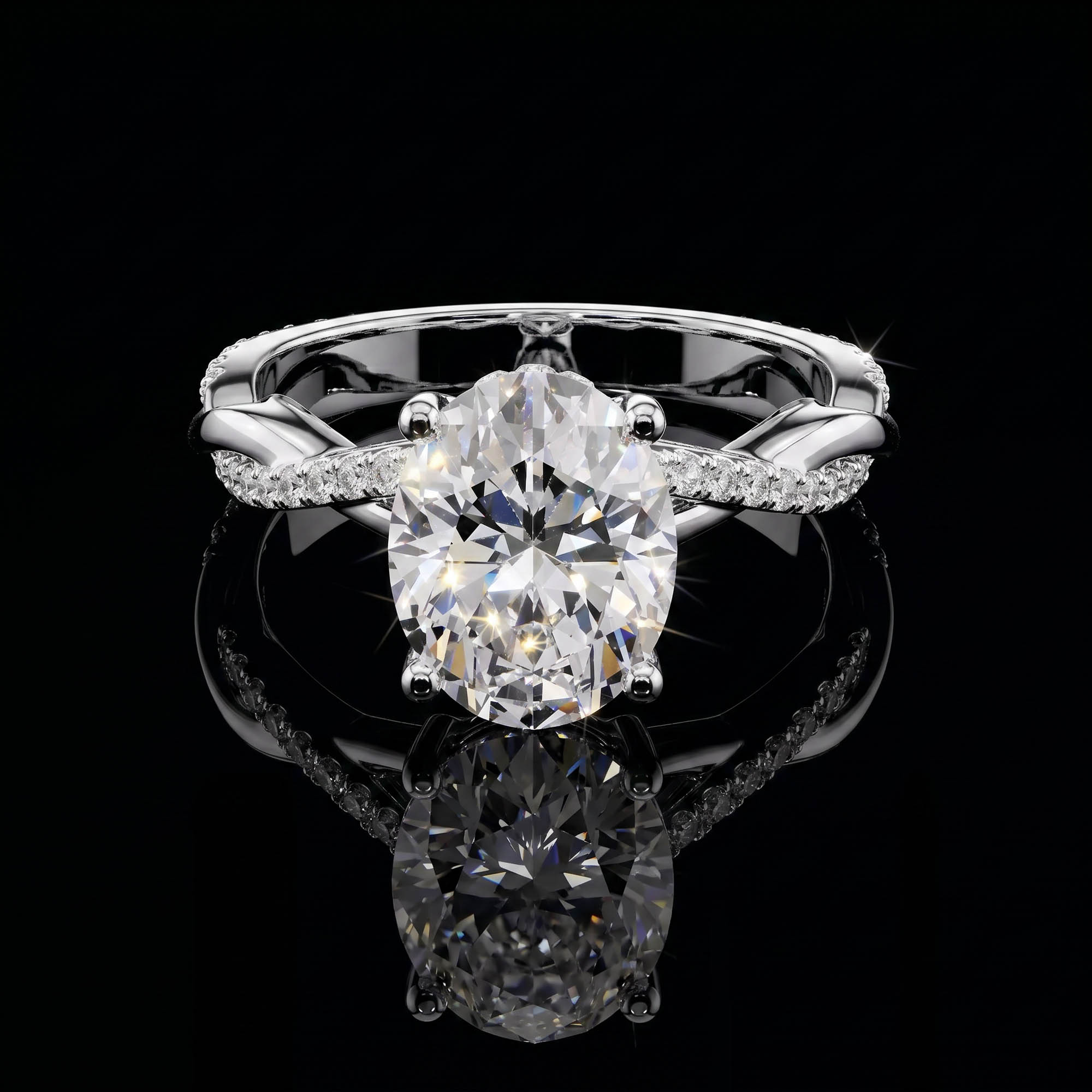 Aura 2,31 Karat Oval Kesim Burgu Kollu Gizli Halo Tektaş Yüzük