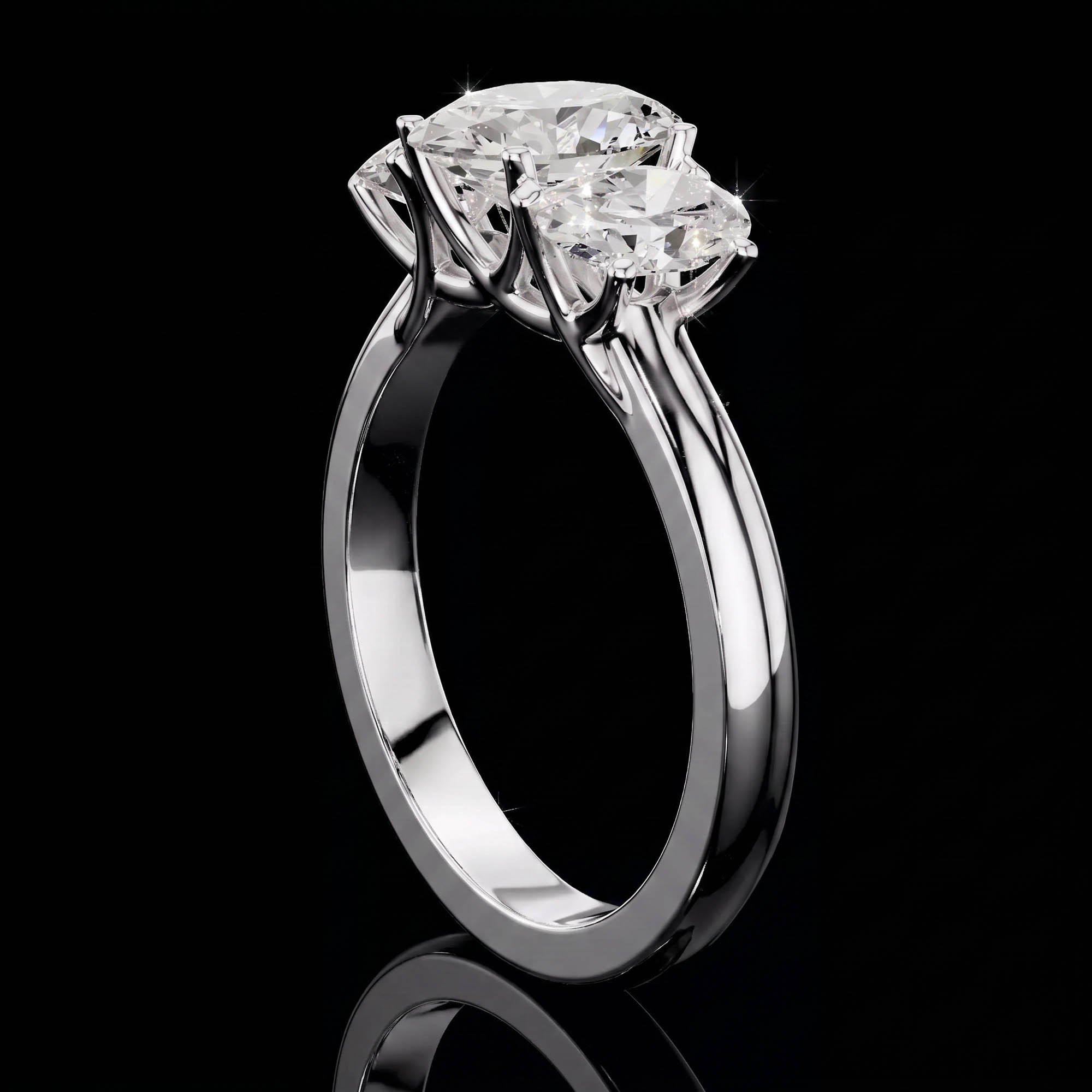 Aura 1,78 Karat Üç Taş Oval Kesim Tria Yüzük