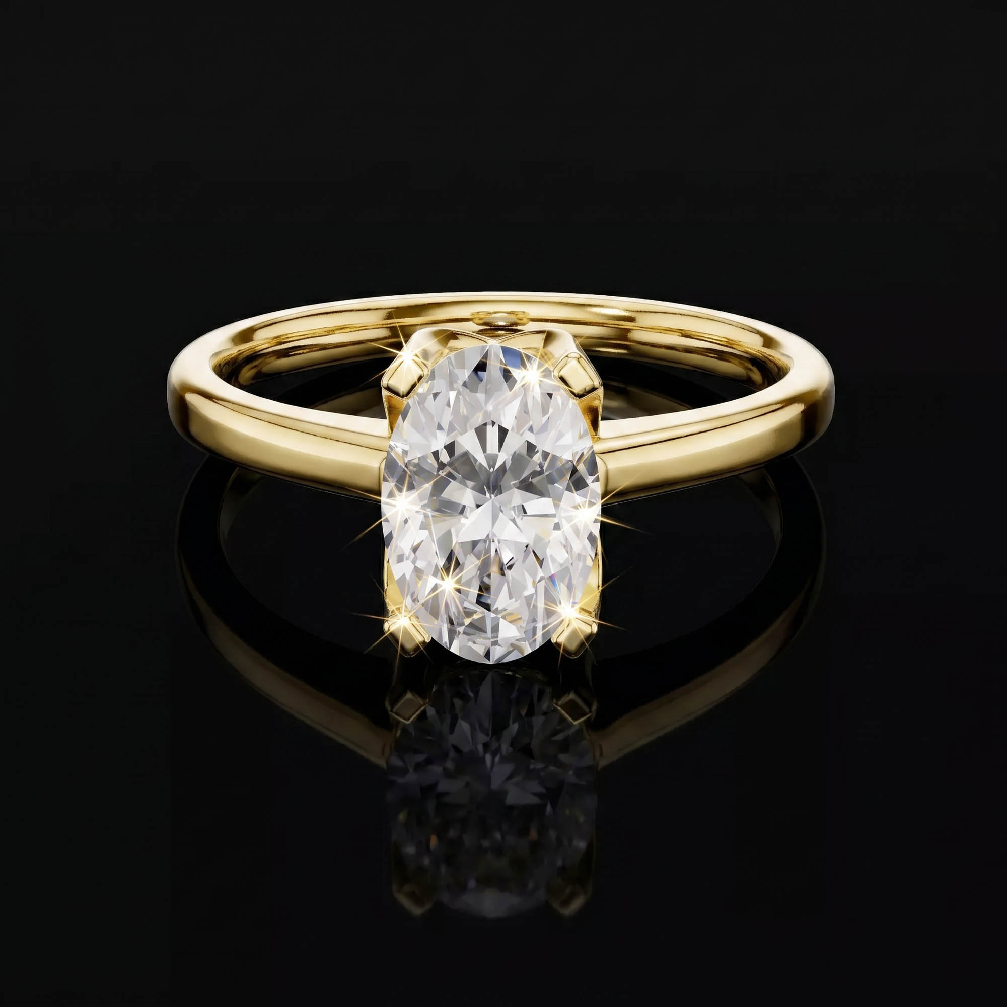 Aura 1,40 Karat Oval Kesim Katedral Montür Tektaş Yüzük
