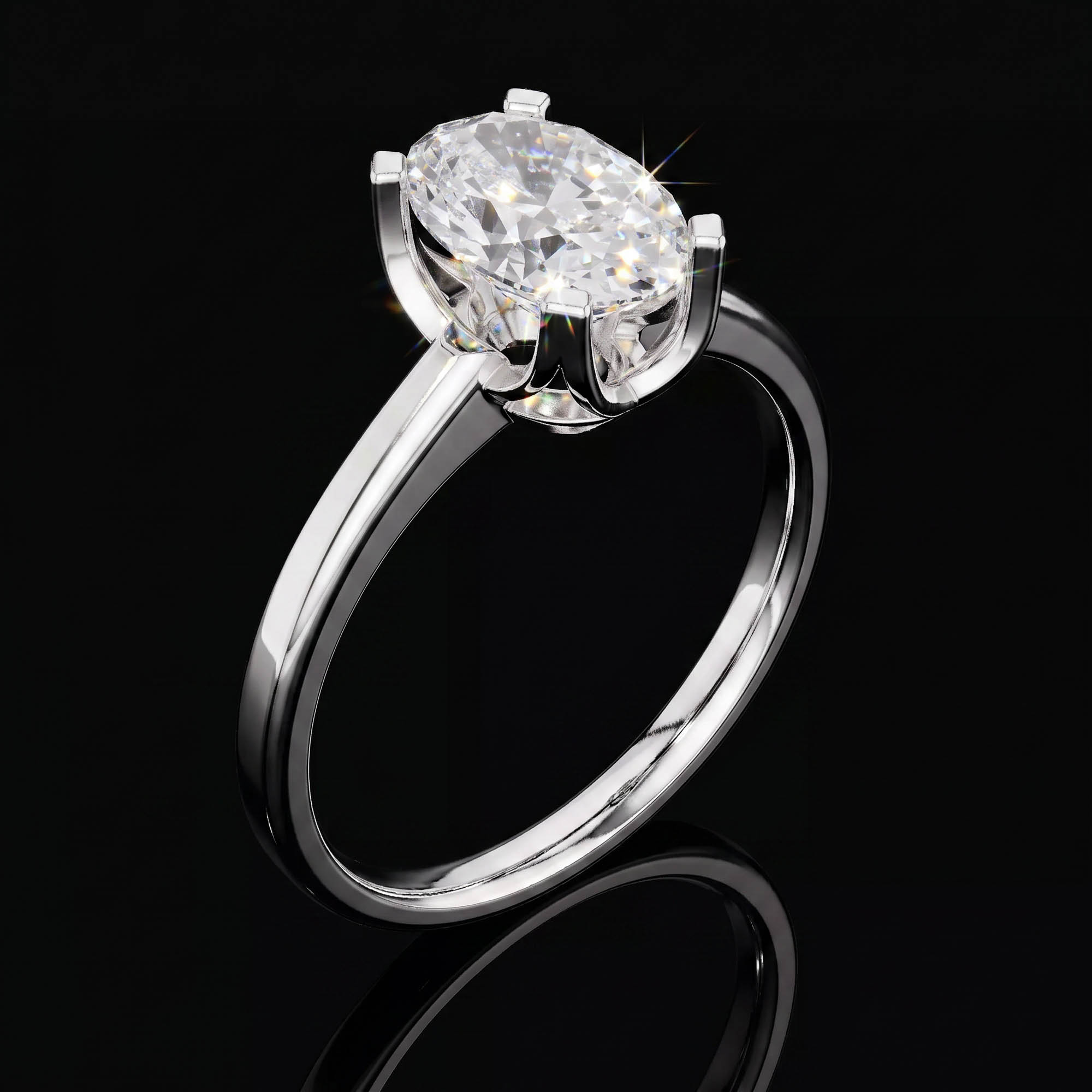 Aura 1,40 Karat Oval Kesim Katedral Montür Tektaş Yüzük
