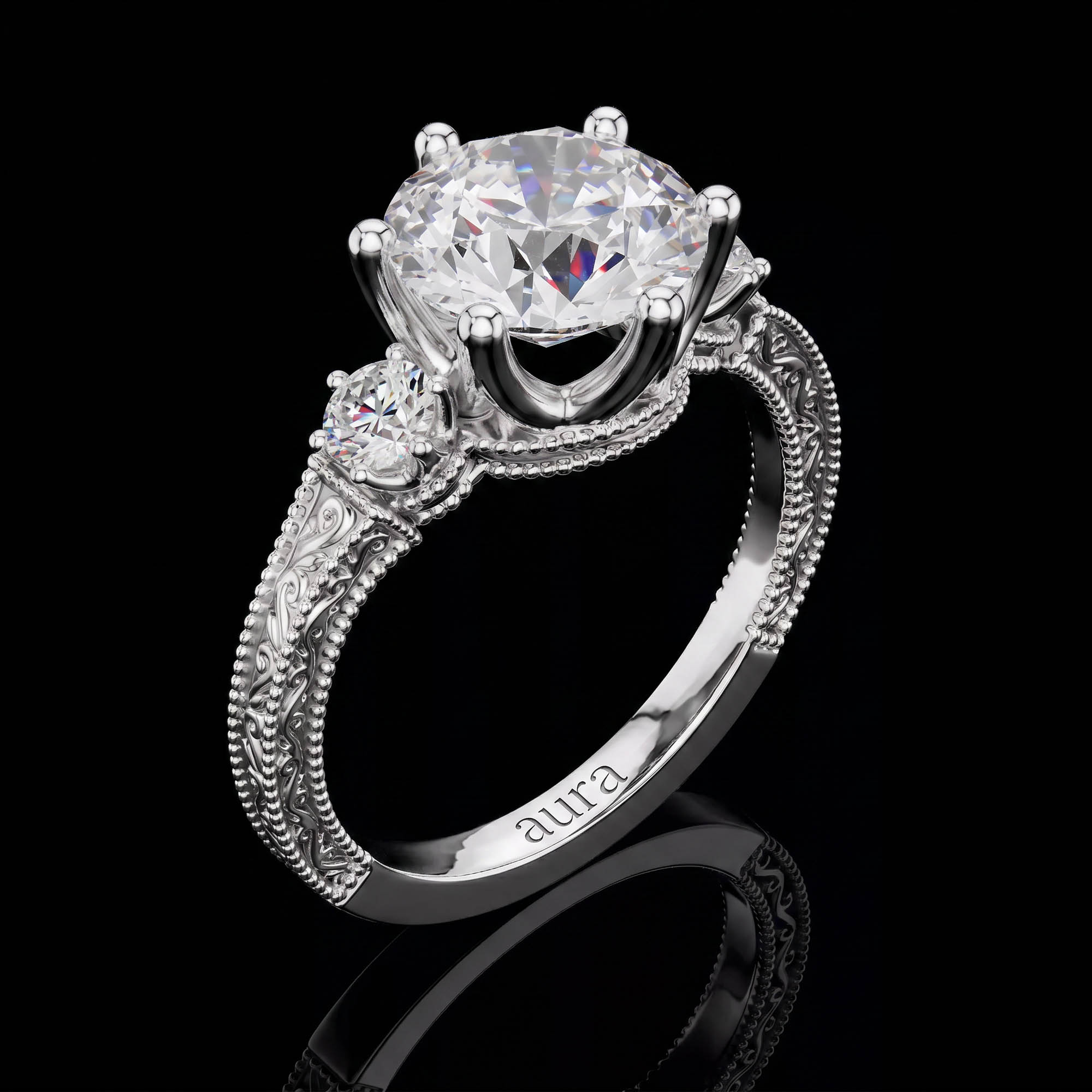 Aura 2,80 Karat Vintage Üçtaş Yüzük