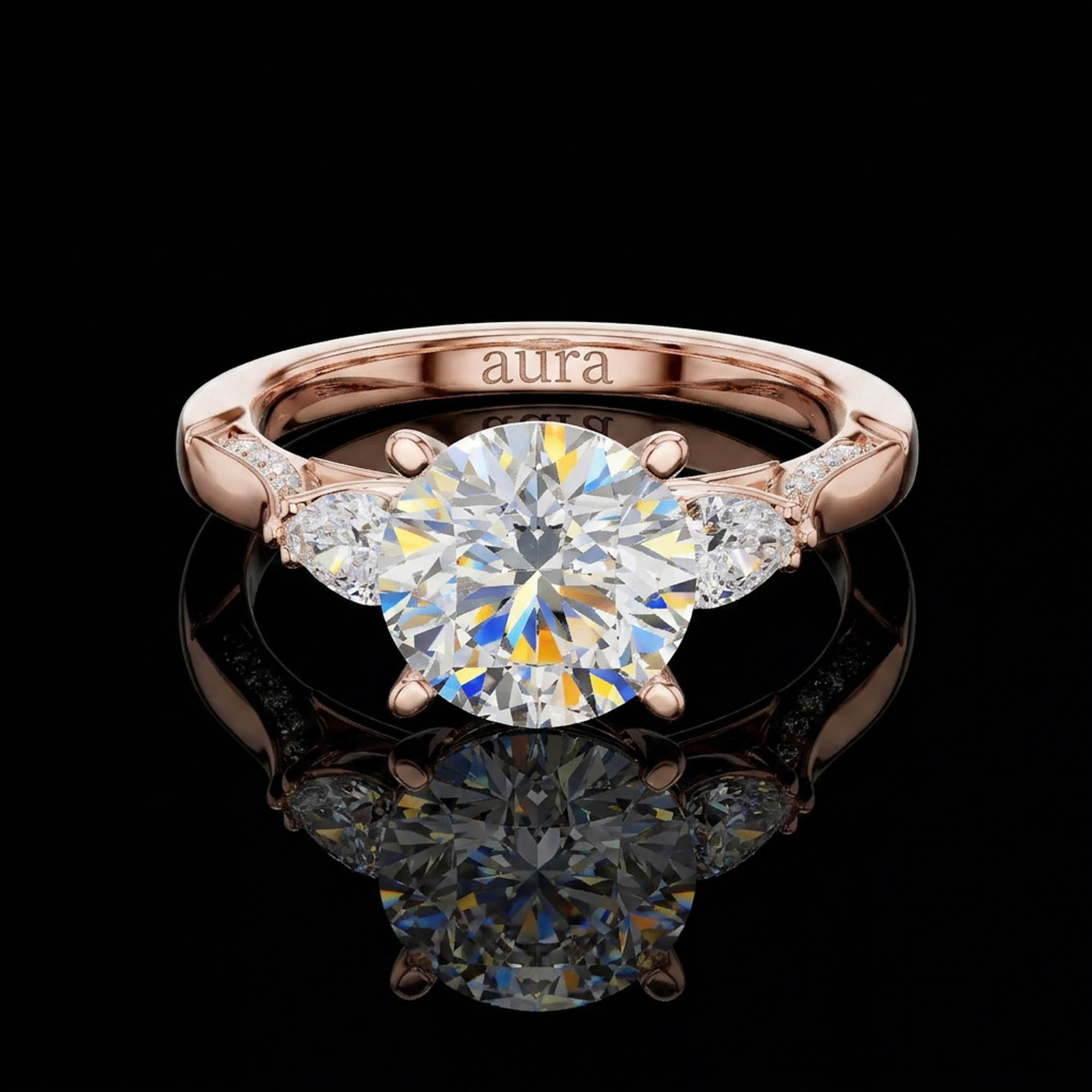 Aura 2,54 Karat Damla Yan Taşlı Tektaş Yüzük