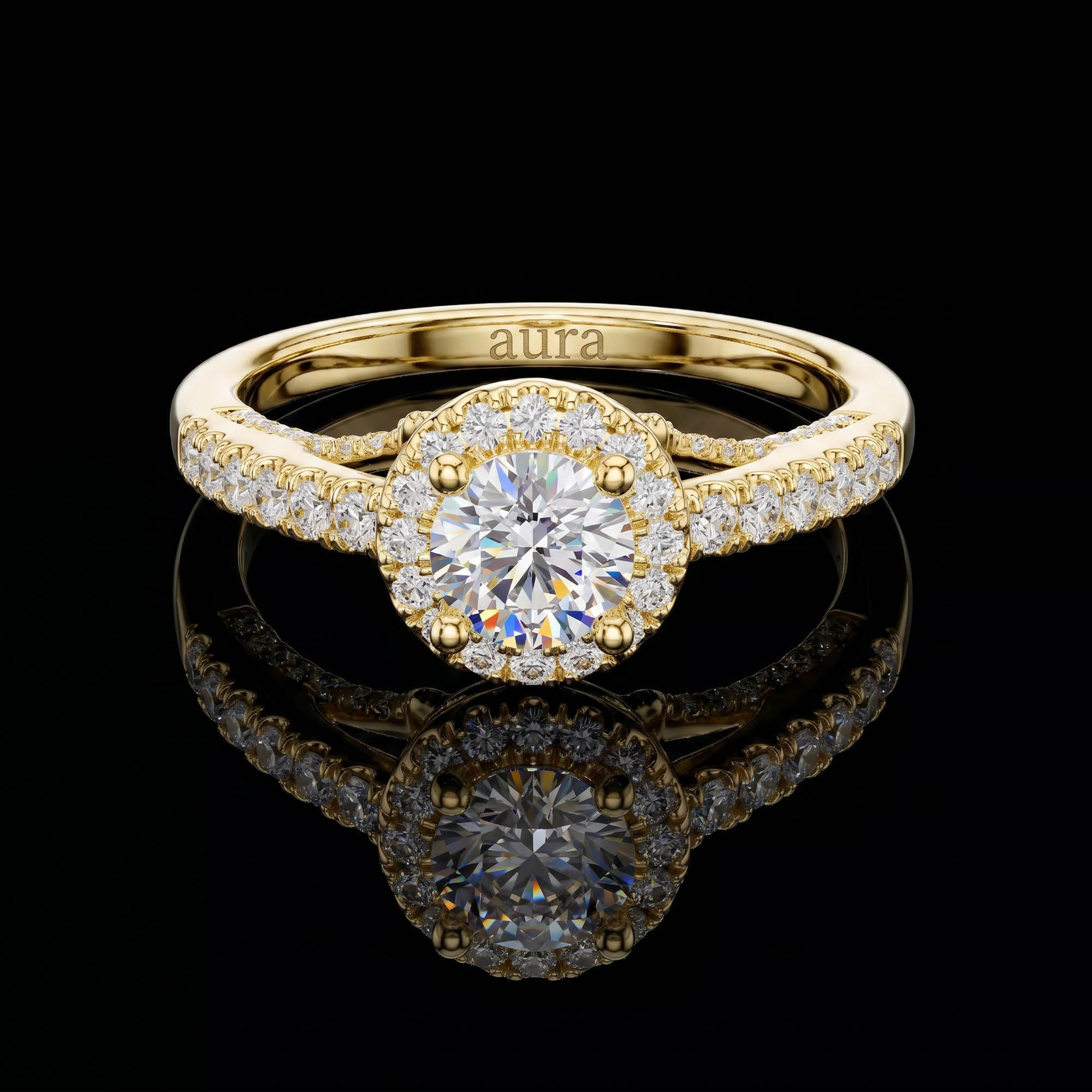 Aura 1,19 Karat Çapraz Kollu Halo Yüzük
