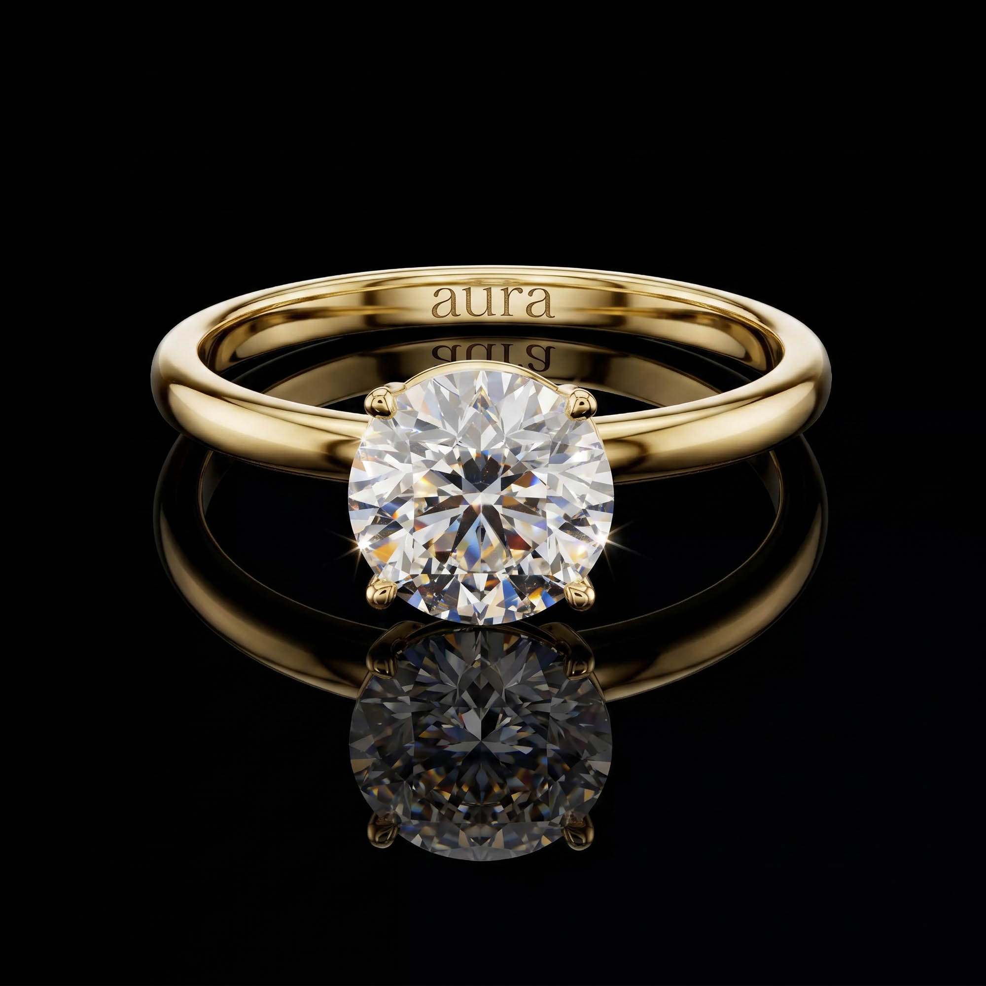 Aura 1 Karat Sade Kollu Tektaş Yüzük
