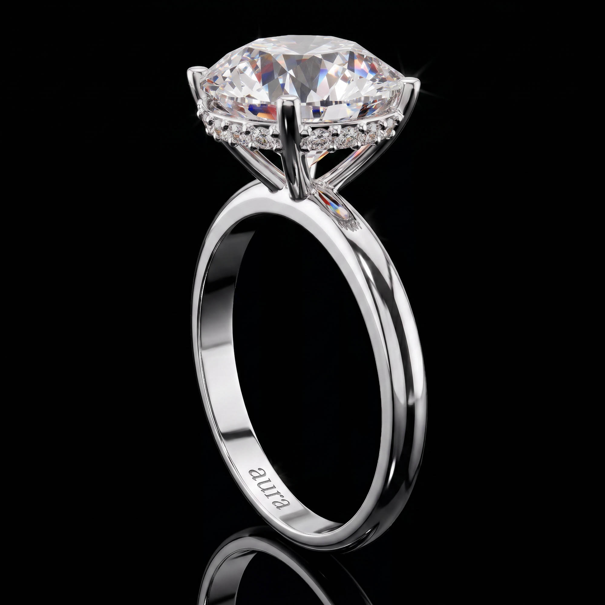 Aura 3,90 Karat Gizli Halo Tektaş Yüzük