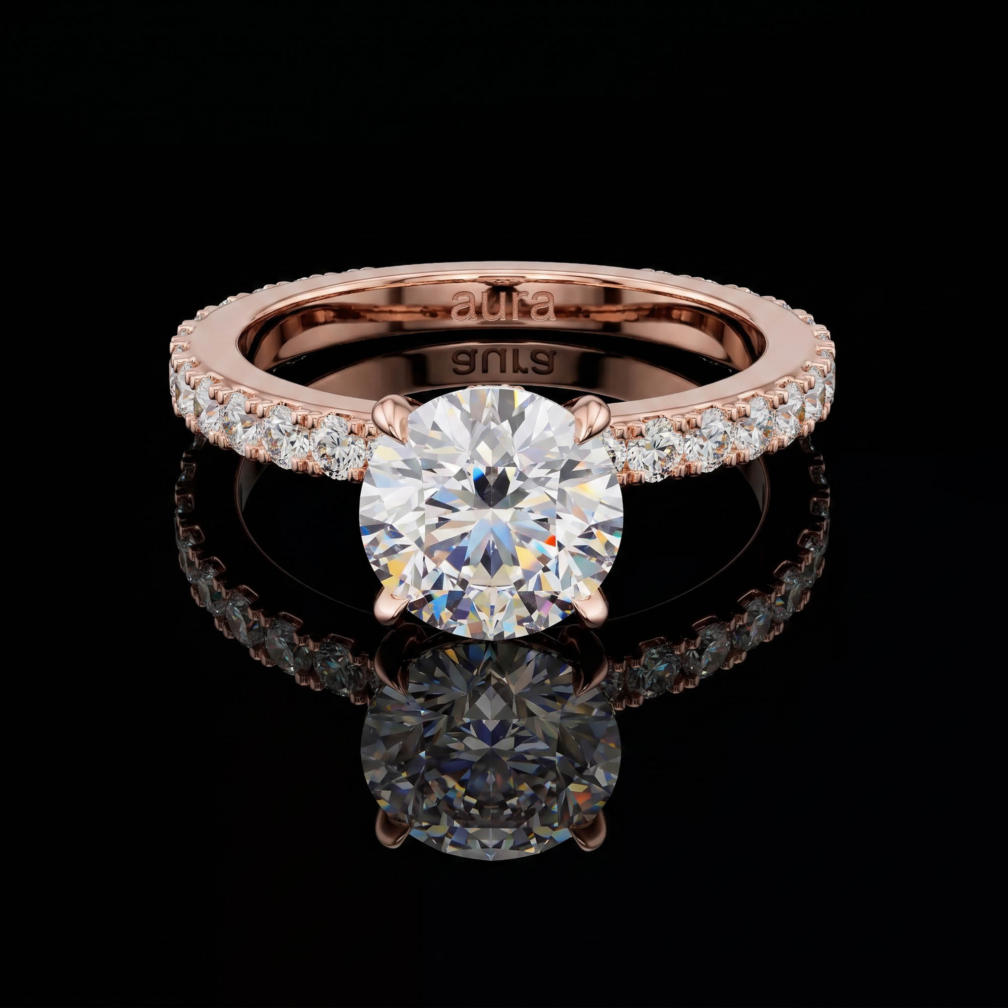 Aura 1,65 Karat Gizli Halo ve Pavé Kollu Tektaş Yüzük
