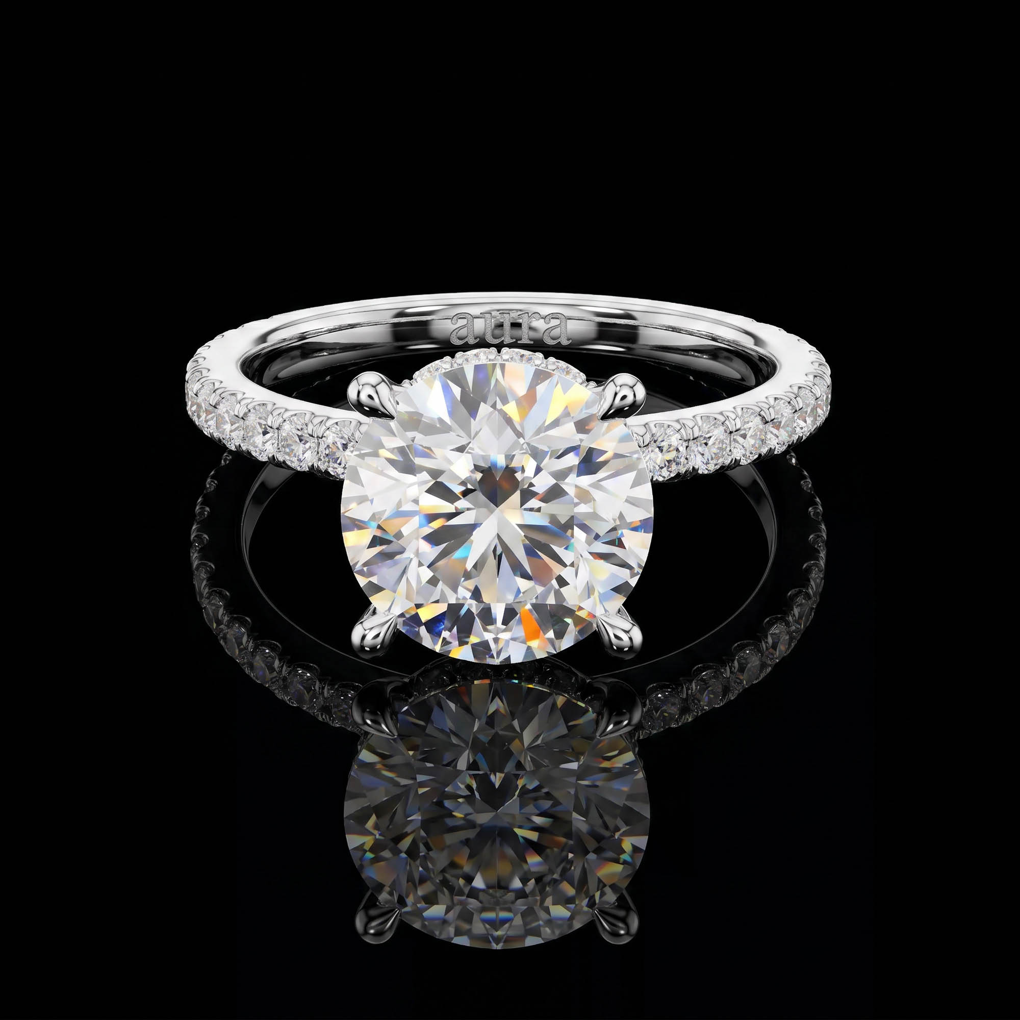 Aura 3,75 Karat Çift Gizli Halo Tektaş Yüzük