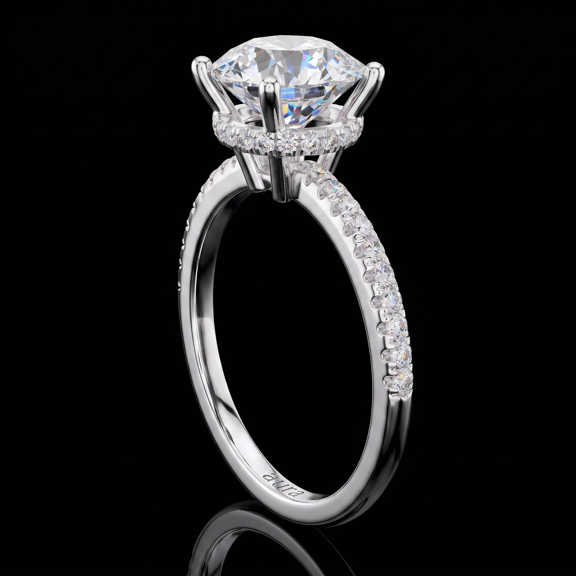 Aura 2,35 Karat Gizli Halo Tektaş Yüzük