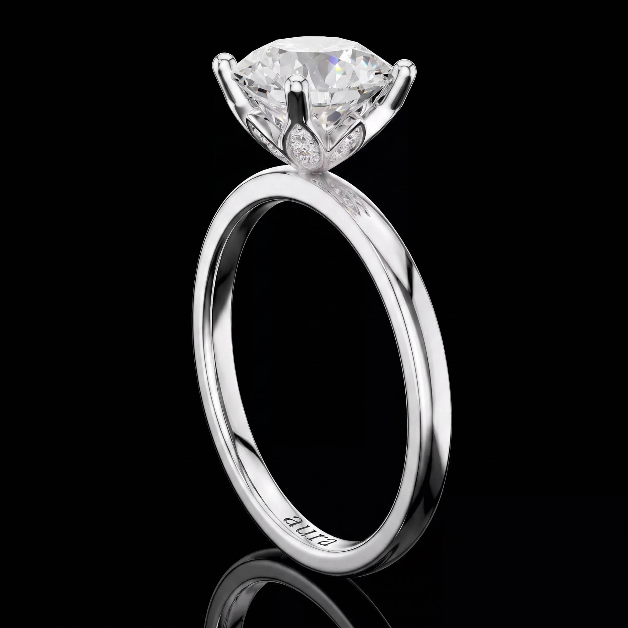 Aura 2,14 Karat Çiçek Sepet Montürlü Tektaş Yüzük