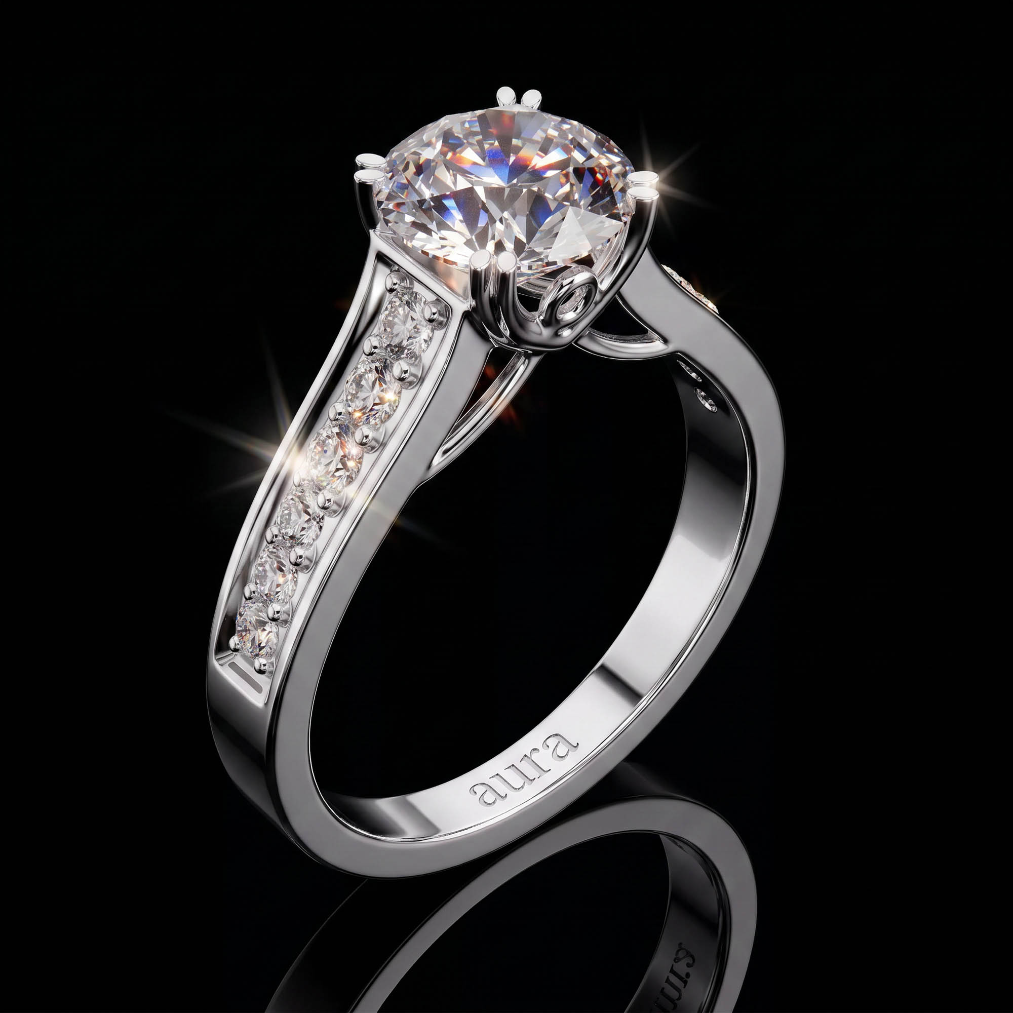Aura 1,66 Karat Geniş Pavé Kollu Vintage Galeri Tektaş Yüzük