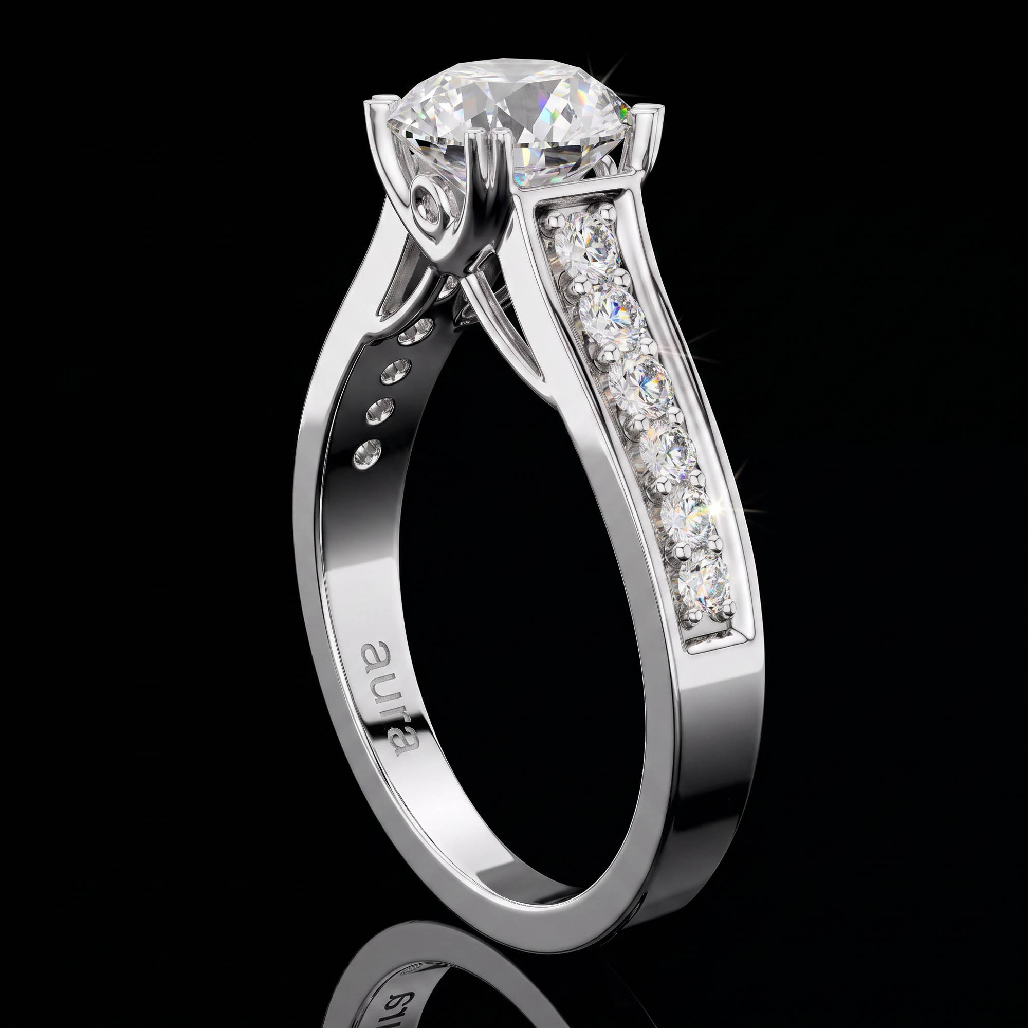 Aura 1,66 Karat Geniş Pavé Kollu Vintage Galeri Tektaş Yüzük