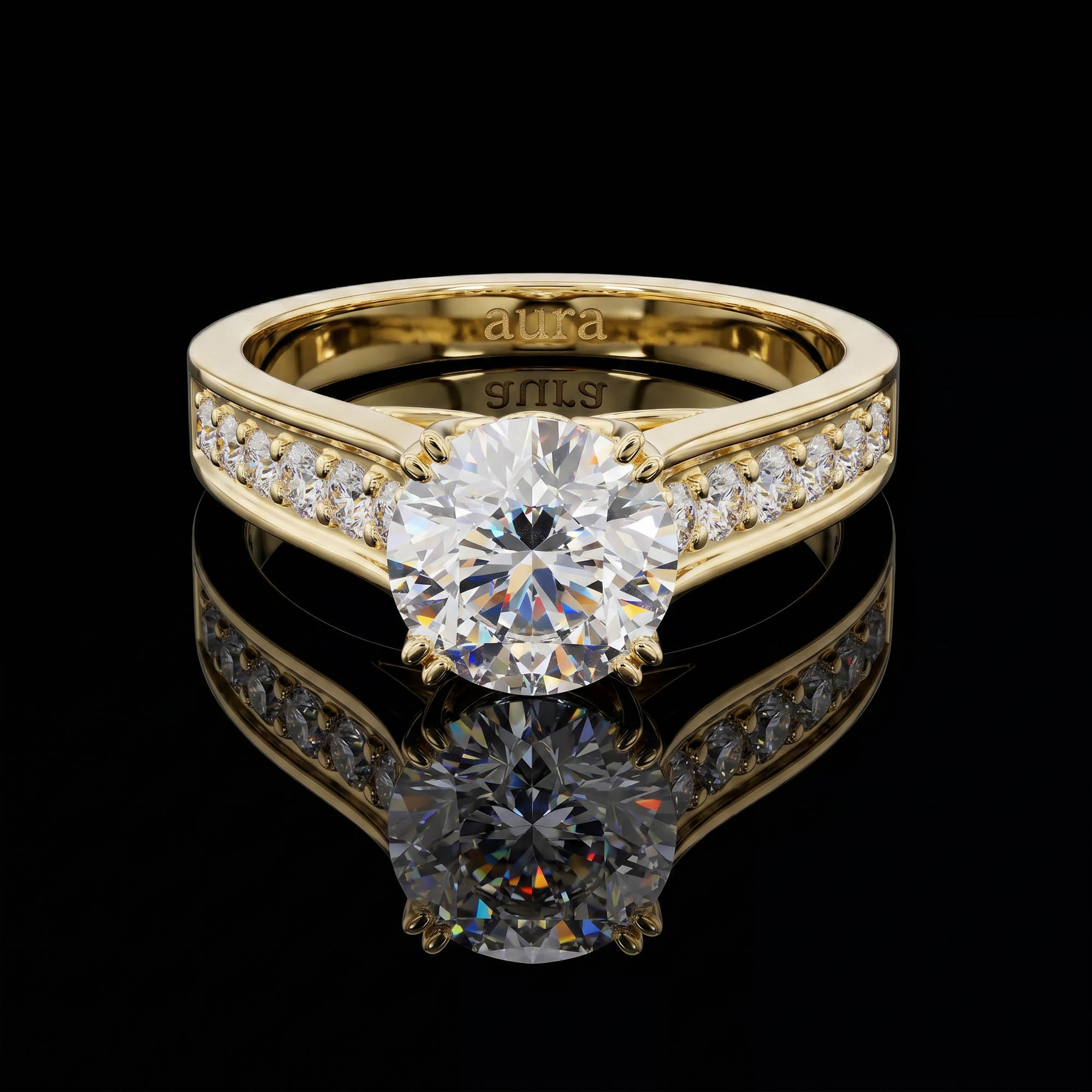 Aura 1,66 Karat Geniş Pavé Kollu Vintage Galeri Tektaş Yüzük