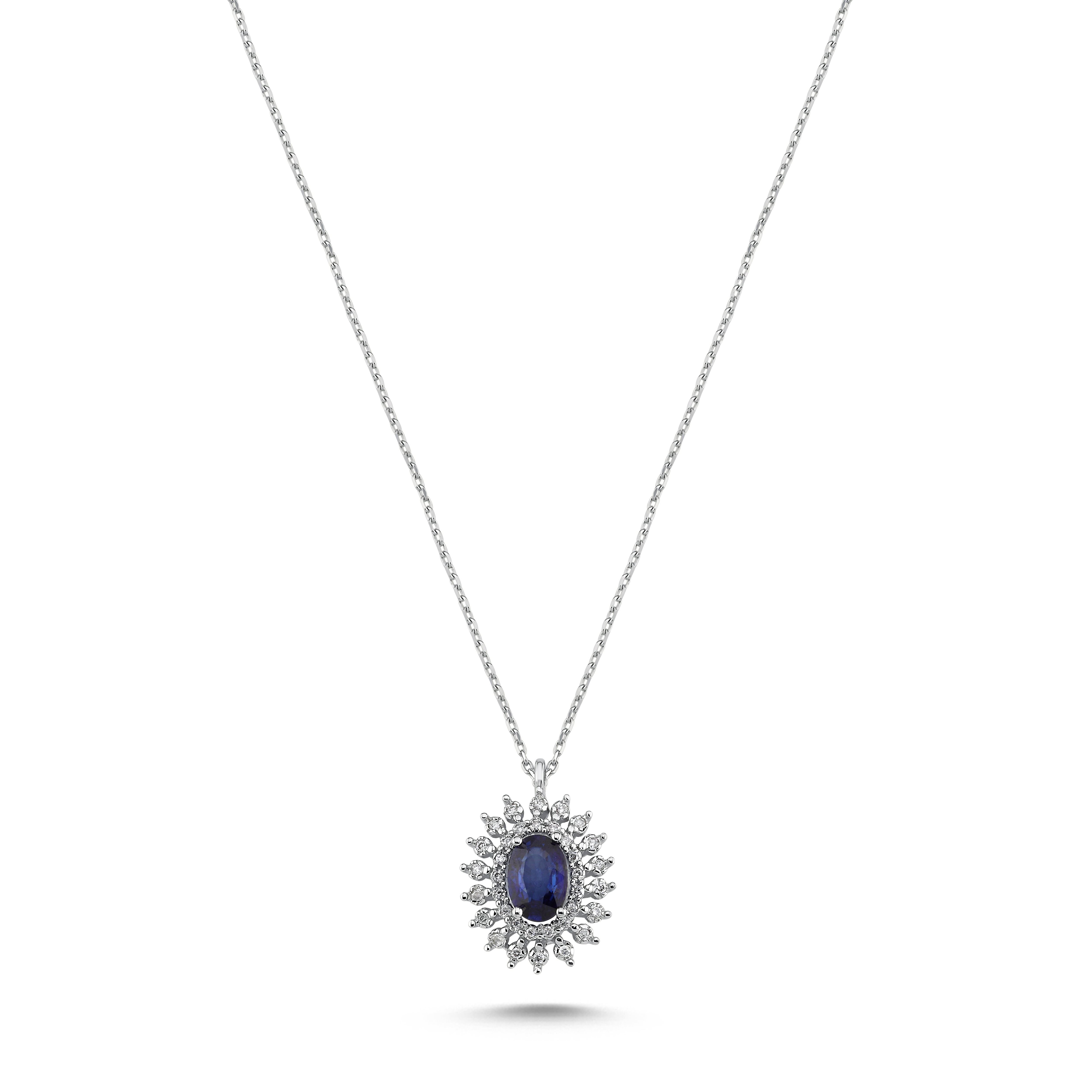 0.64 Karat Pırlanta Safir Kolye
