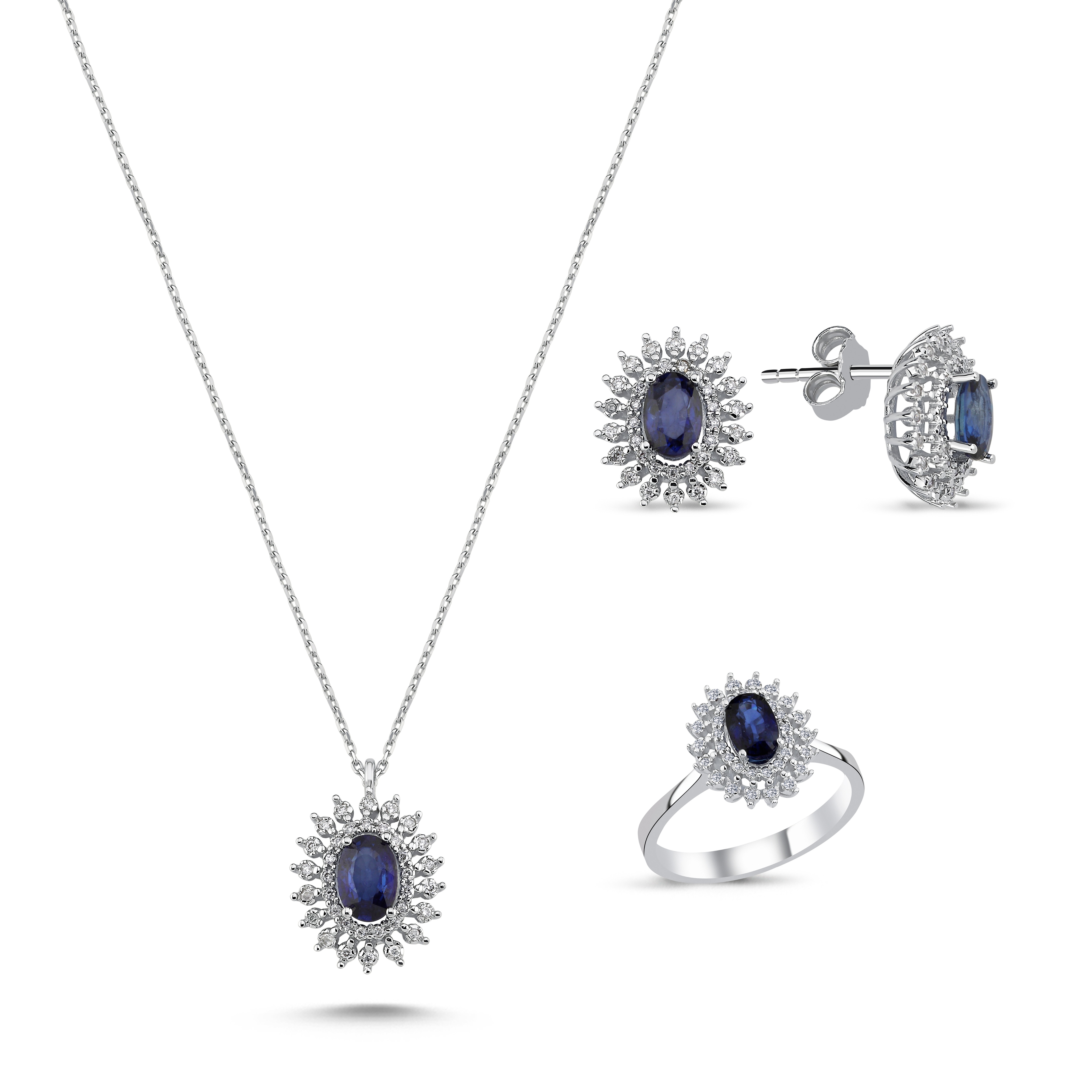 0.64 Karat Pırlanta Safir Kolye