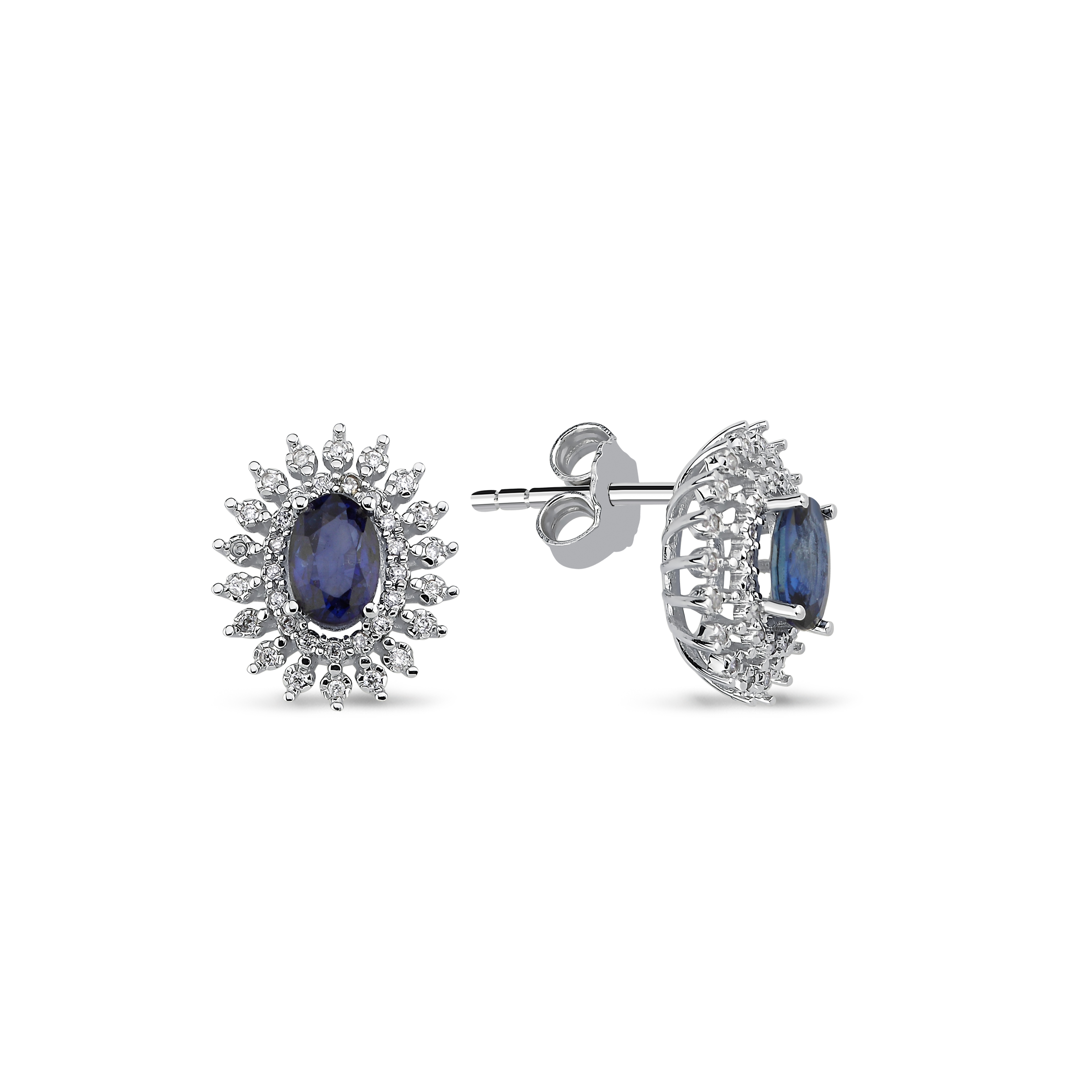 1.28 Karat Pırlanta Safir Küpe