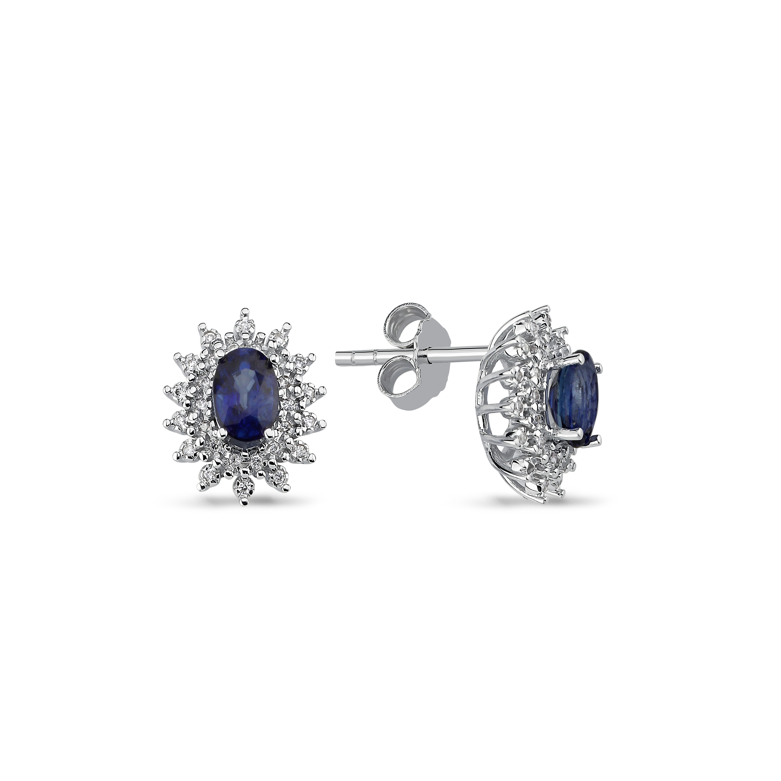 1.42 Karat Pırlanta Safir Küpe