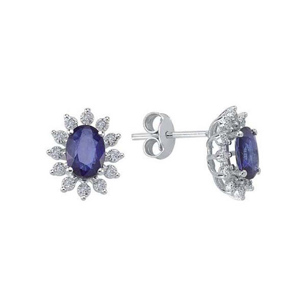 1,18 Karat Pırlantalı Safir Küpe
